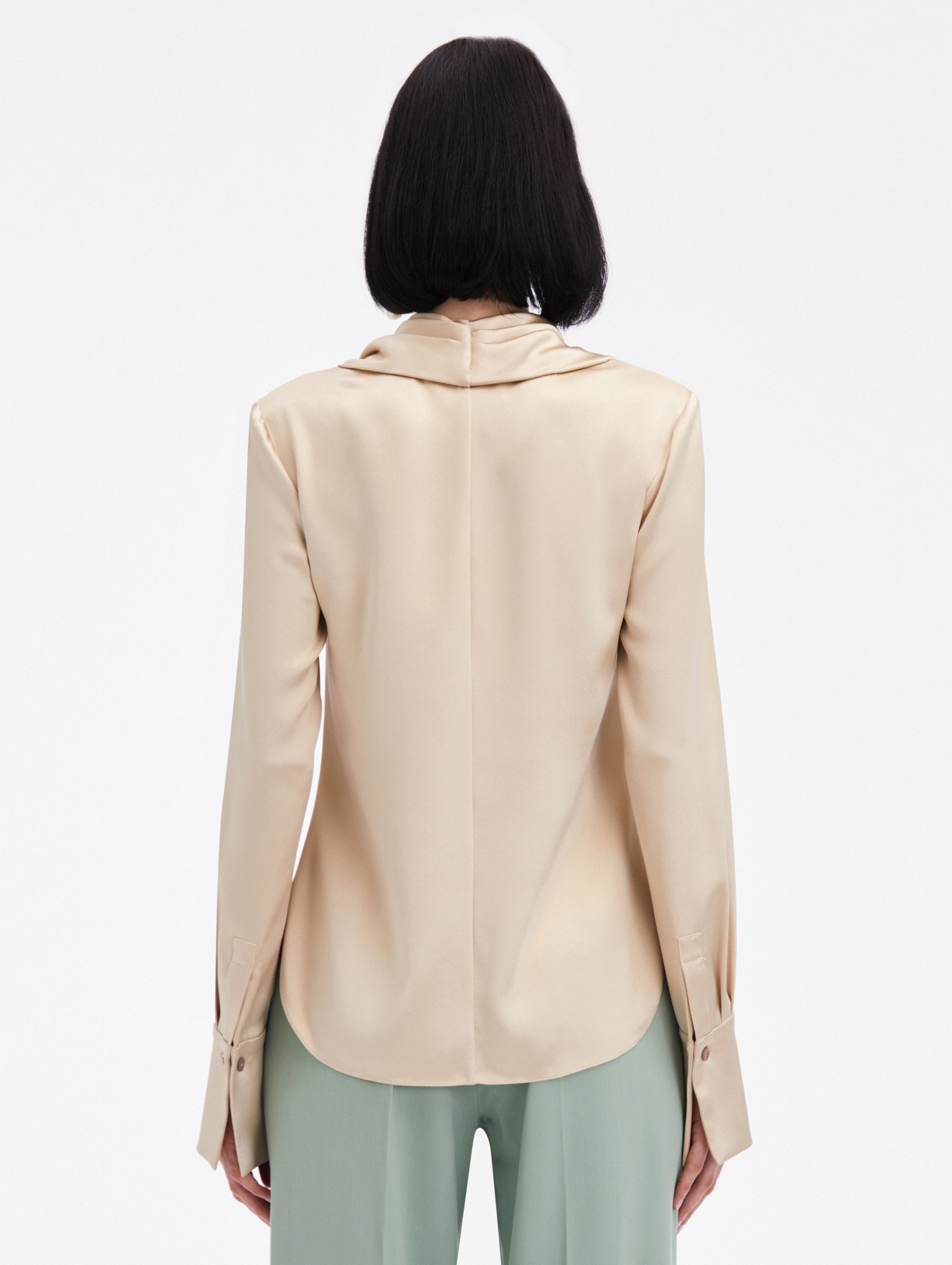 COWL NECK SATIN BLOUSE - 3