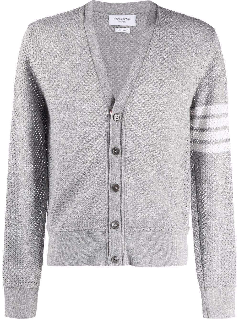 4-Bar cashmere mesh cardigan - 1