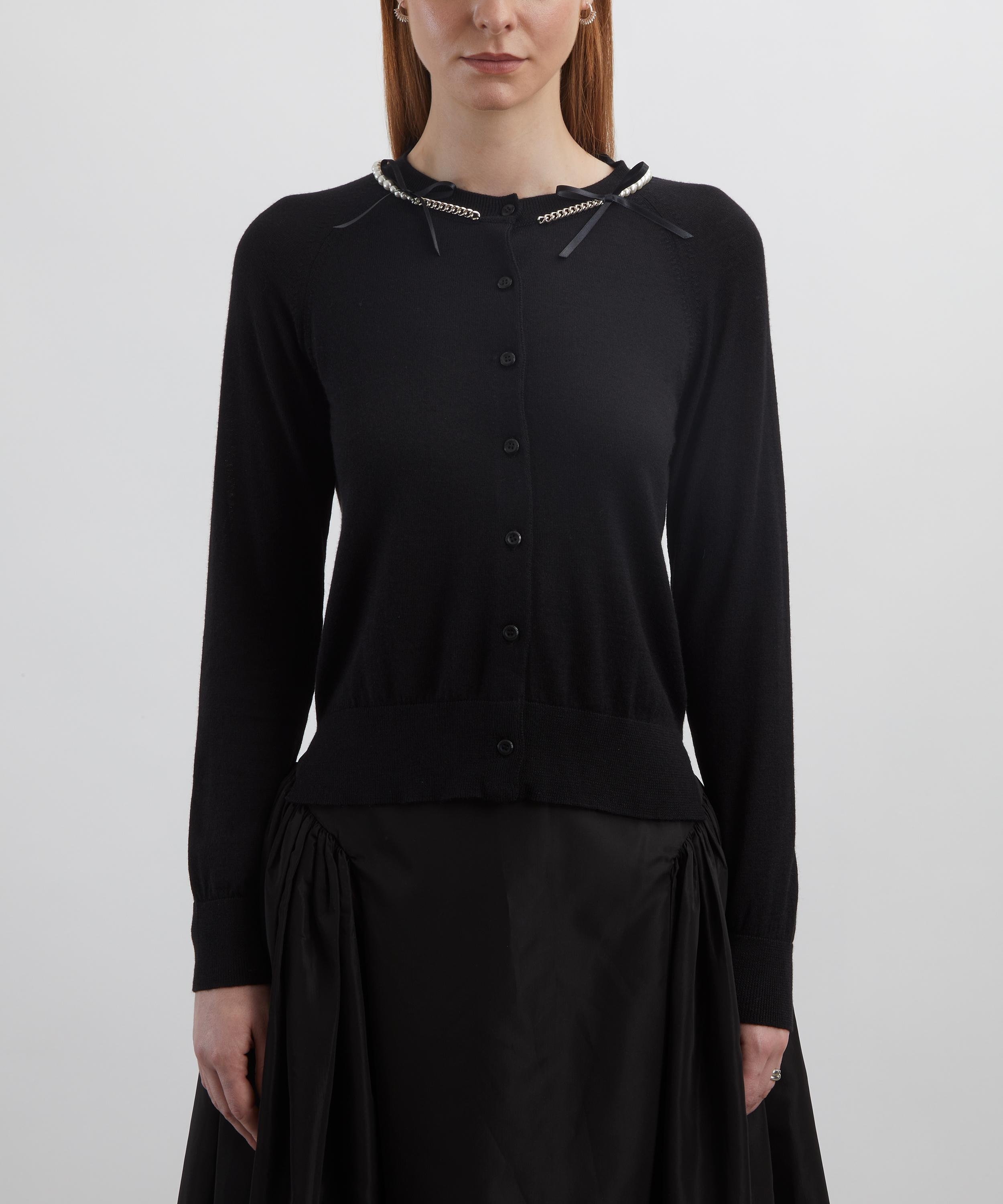 Pearl and Chain Bow Cardigan - 3