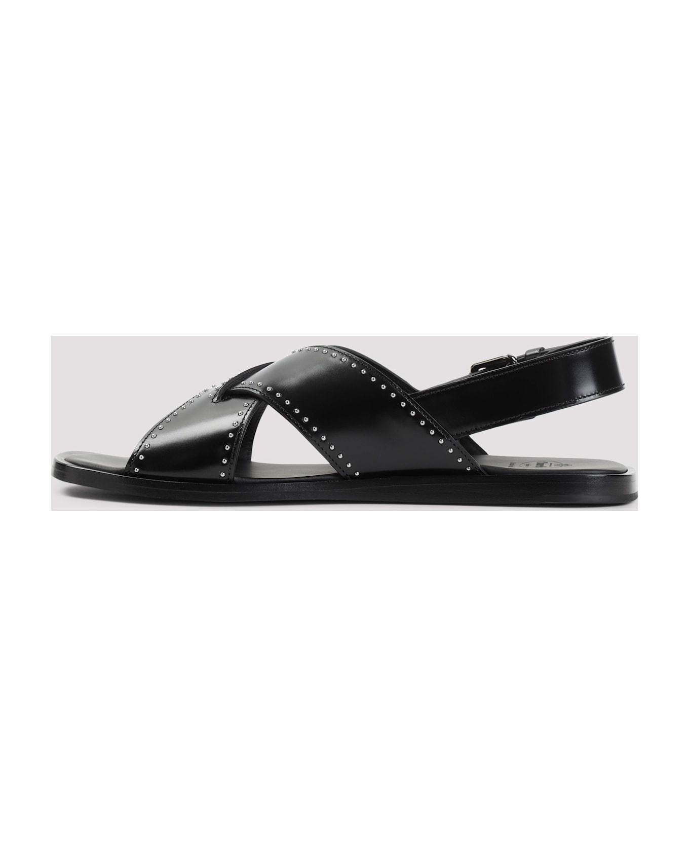Black Leather Oksana Sandals - 4