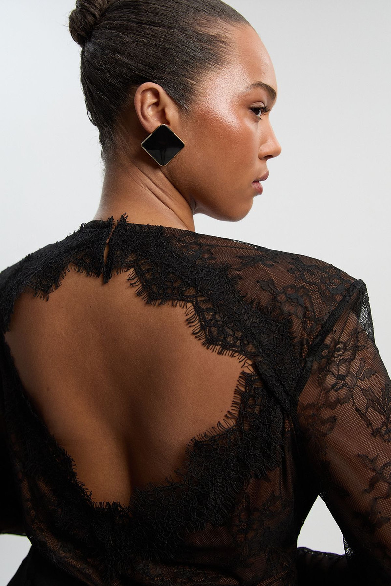 Plus Size Lace Long Sleeve Bodysuit 3