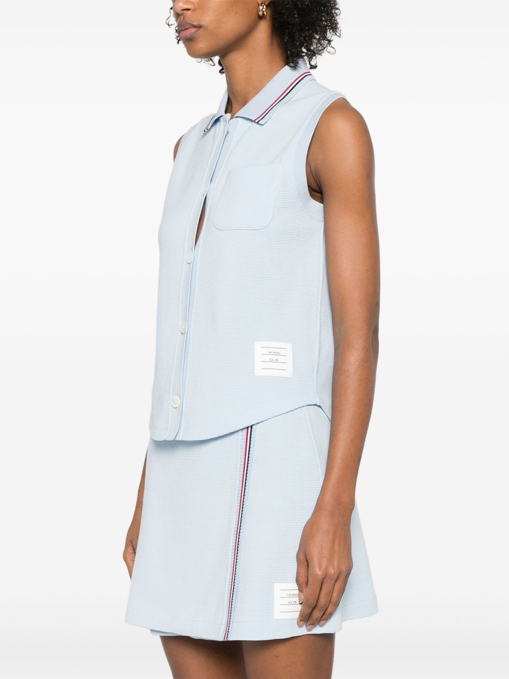 cotton sleeveless polo top - 3