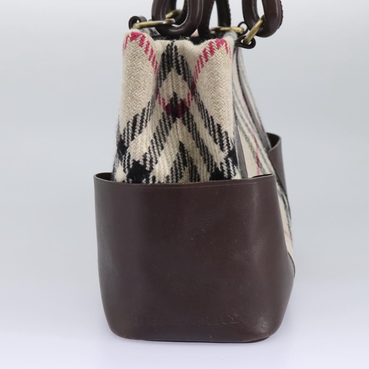 Burberry Nova Check Hand Bag Wool Beige - 4