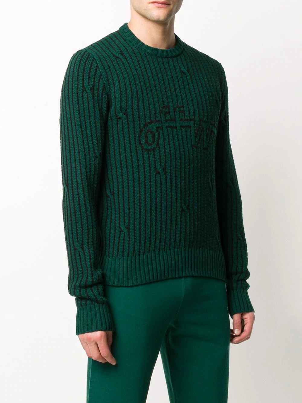 striped logo knitted jumper - 3