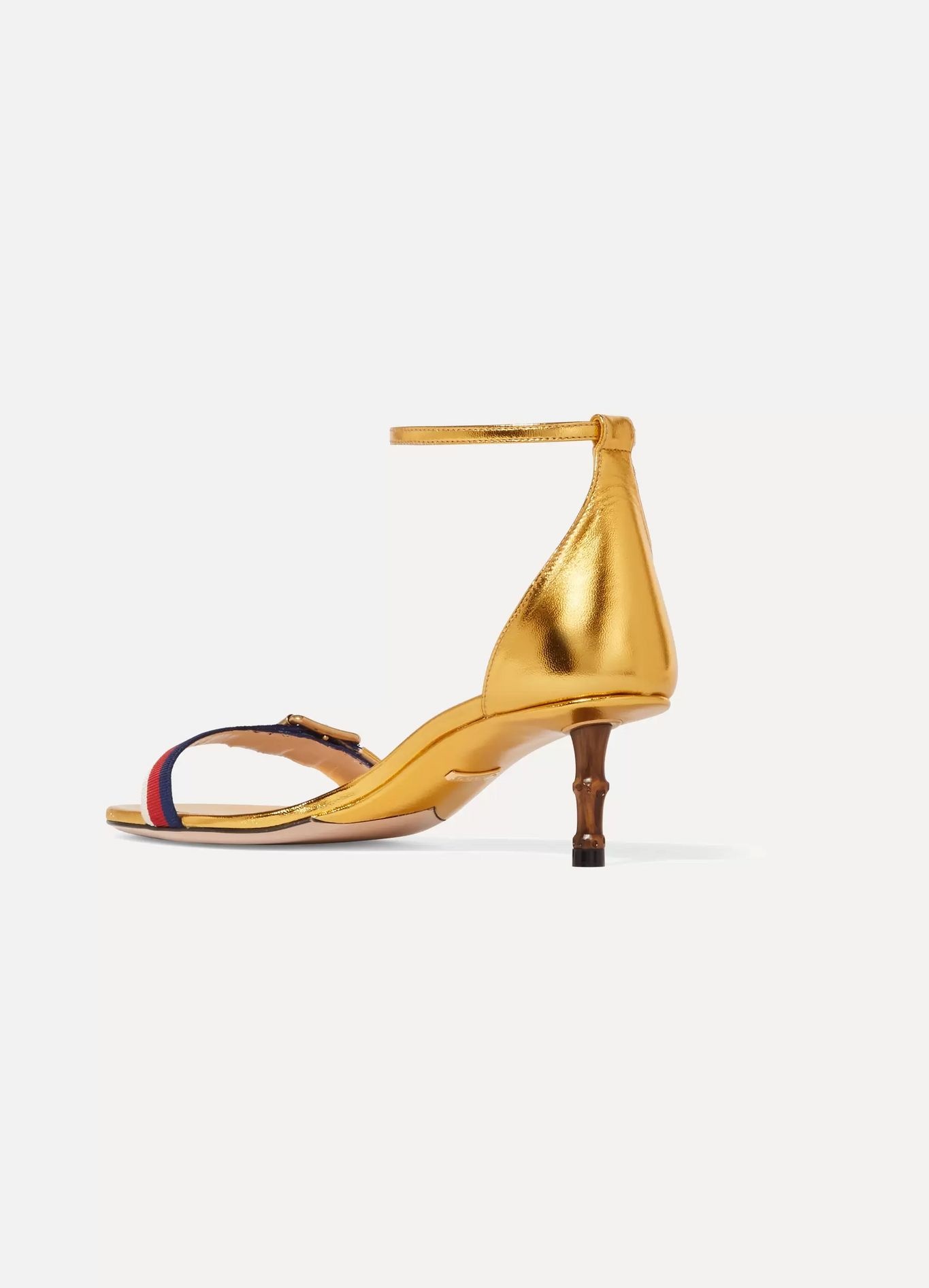 Sylvie grosgrain-trimmed metallic leather sandals - 4