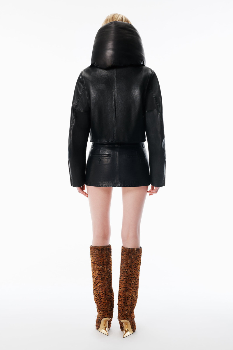 Alexander Wang Black Worn Moto Leather Mini Skort outlook