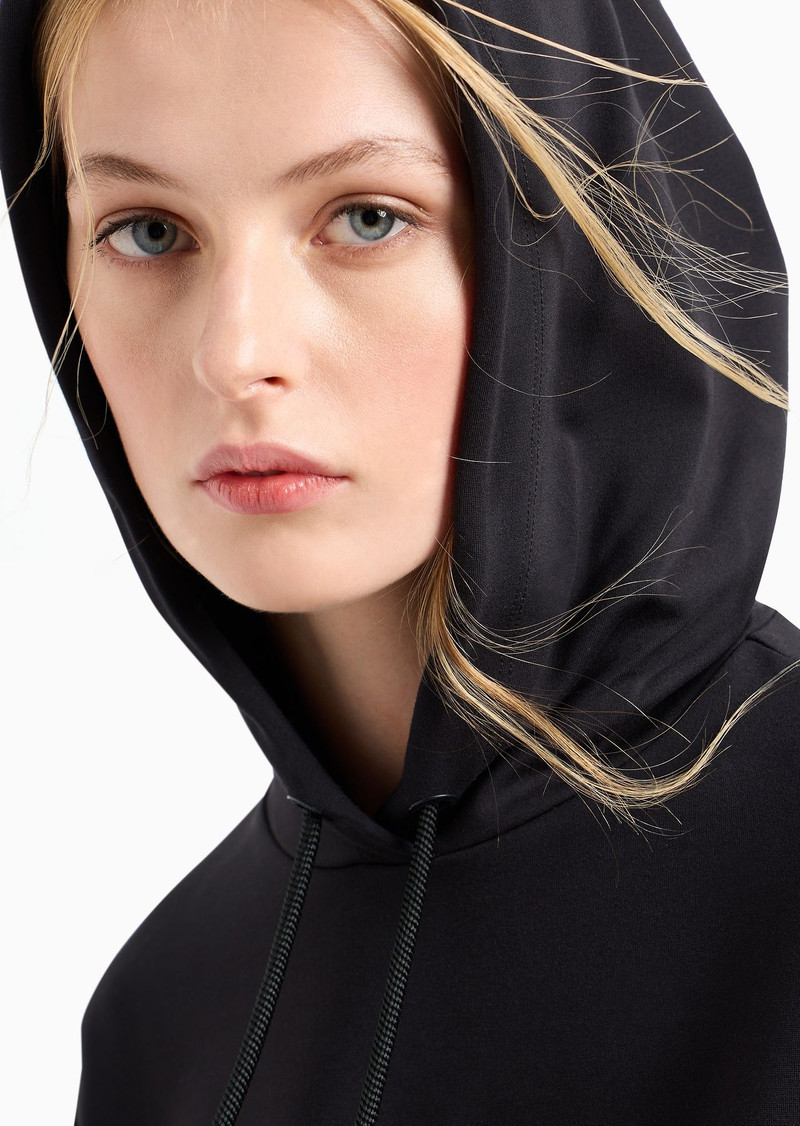 Hooded sweatshirt in Milano-stitch fabric with logo tape 5