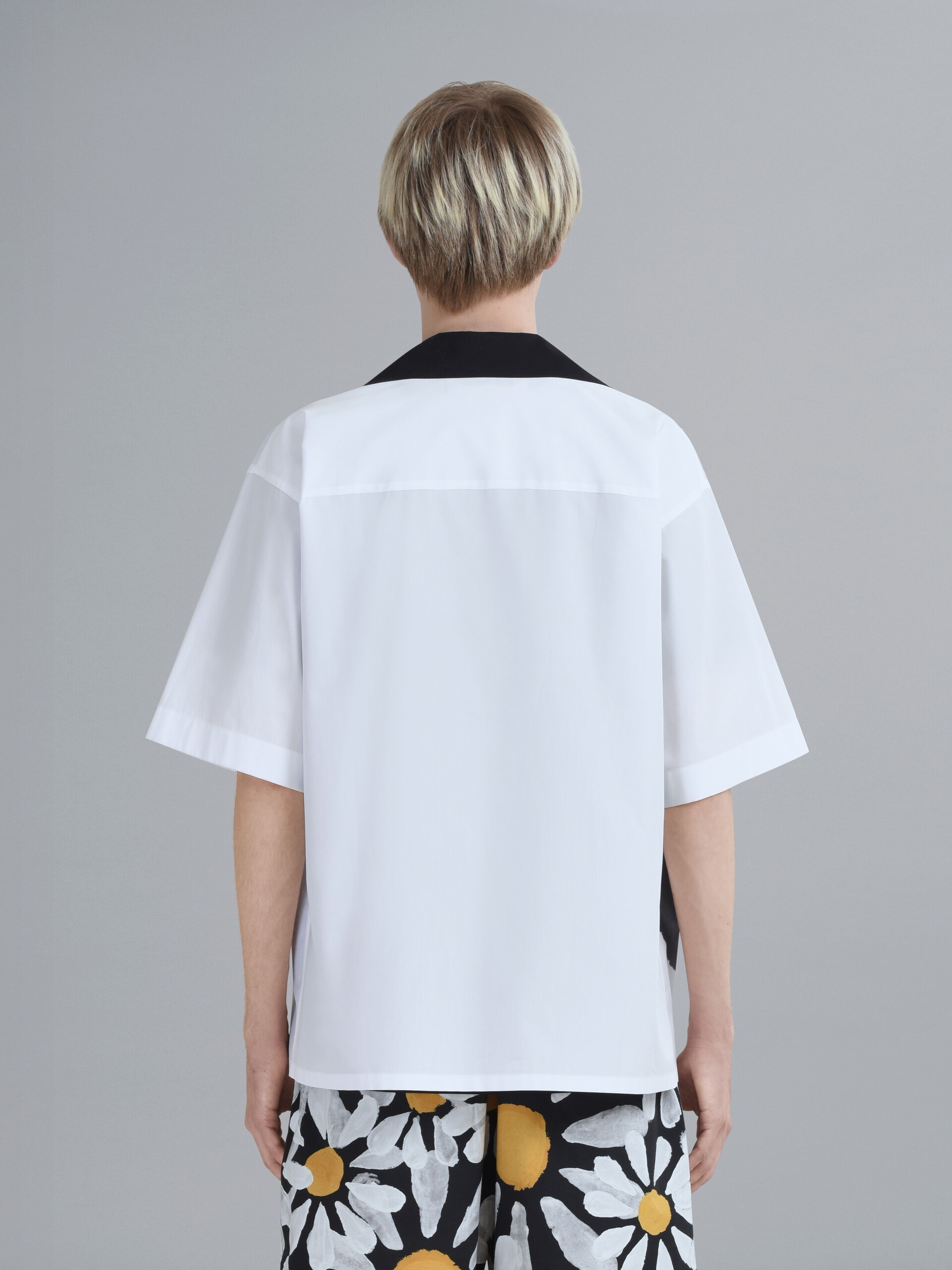 BLACK DAISY PRINT BIO POPLIN BOWLING SHIRT - 3