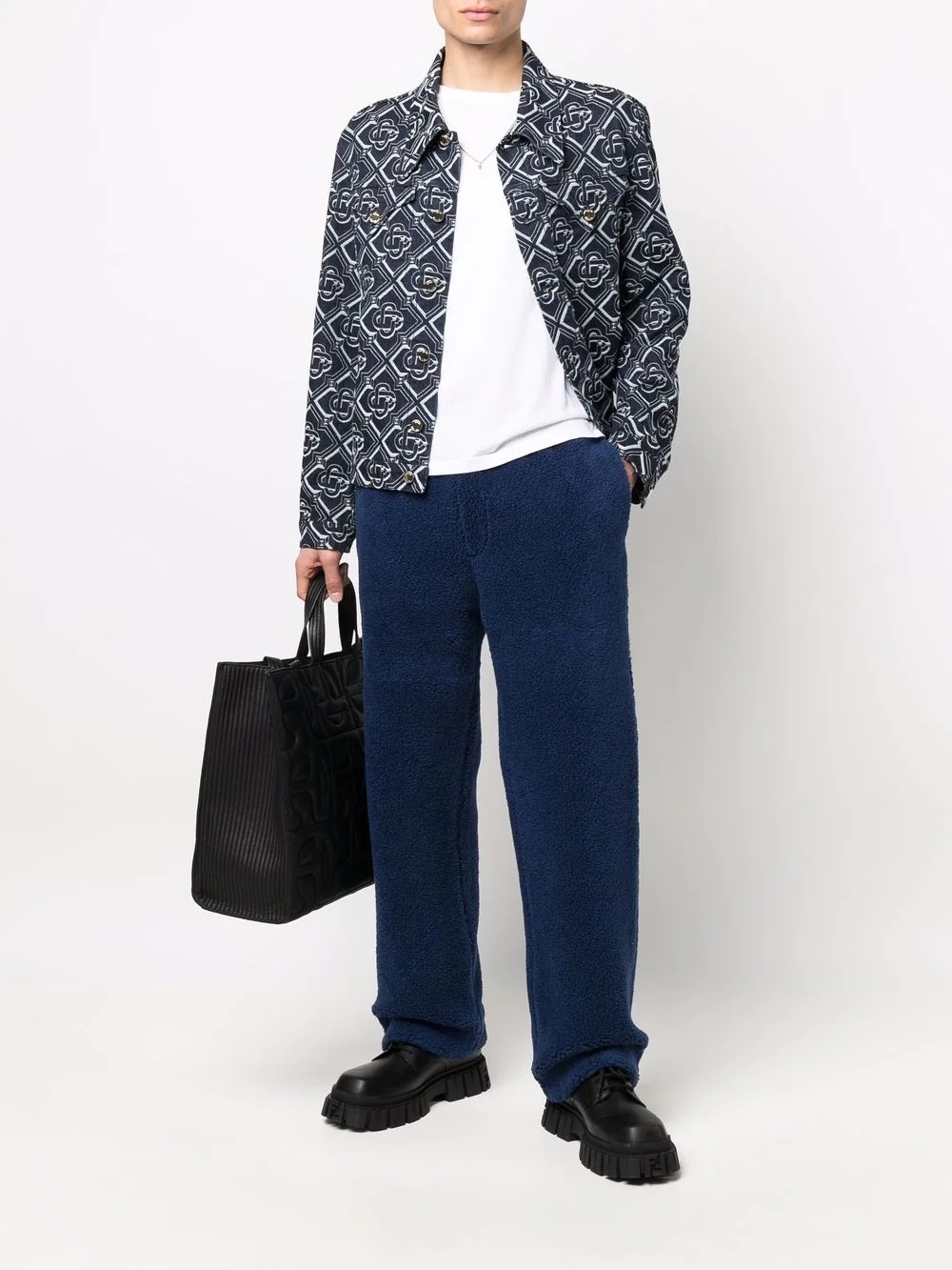 fleece straight-leg track pants - 2