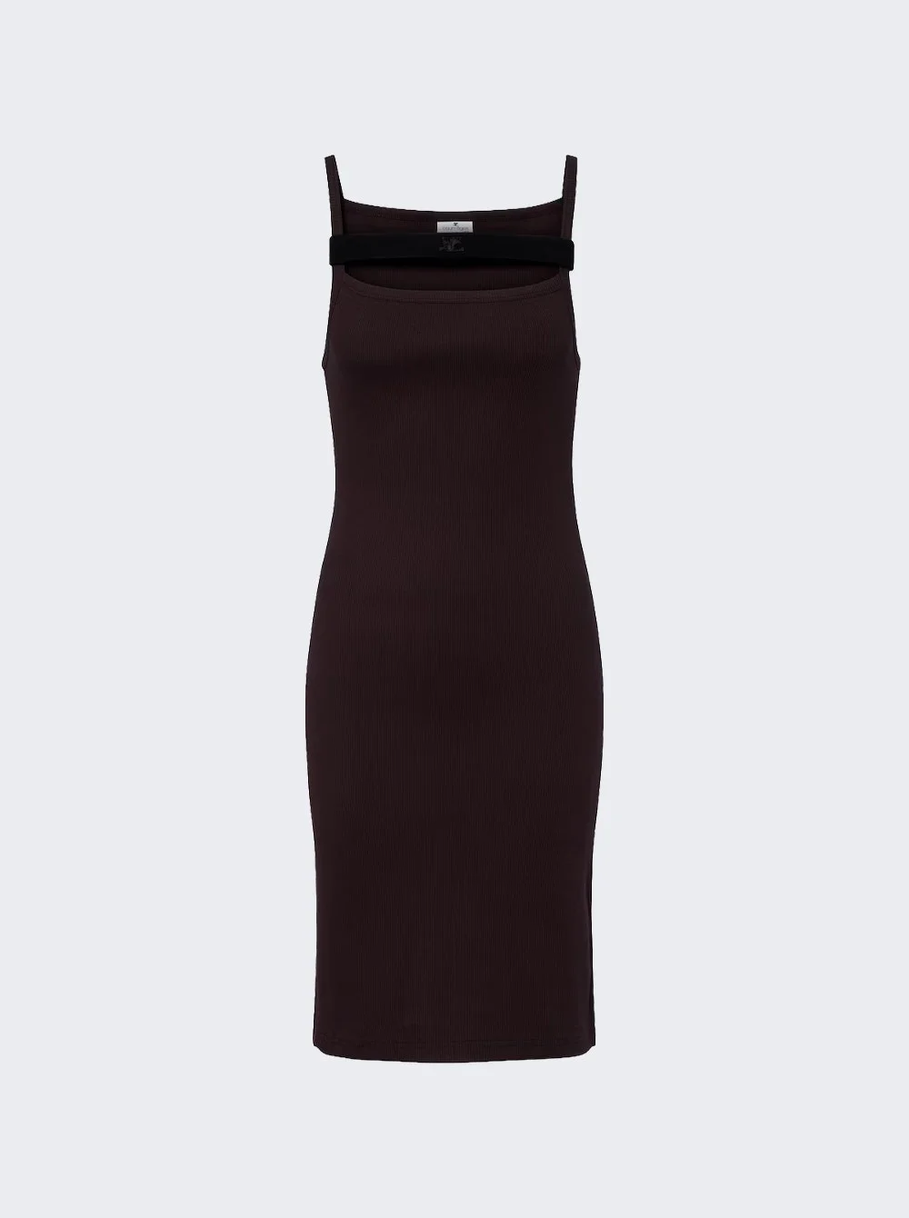 90's Rib Strap Dress Burnt Red And Black - 1