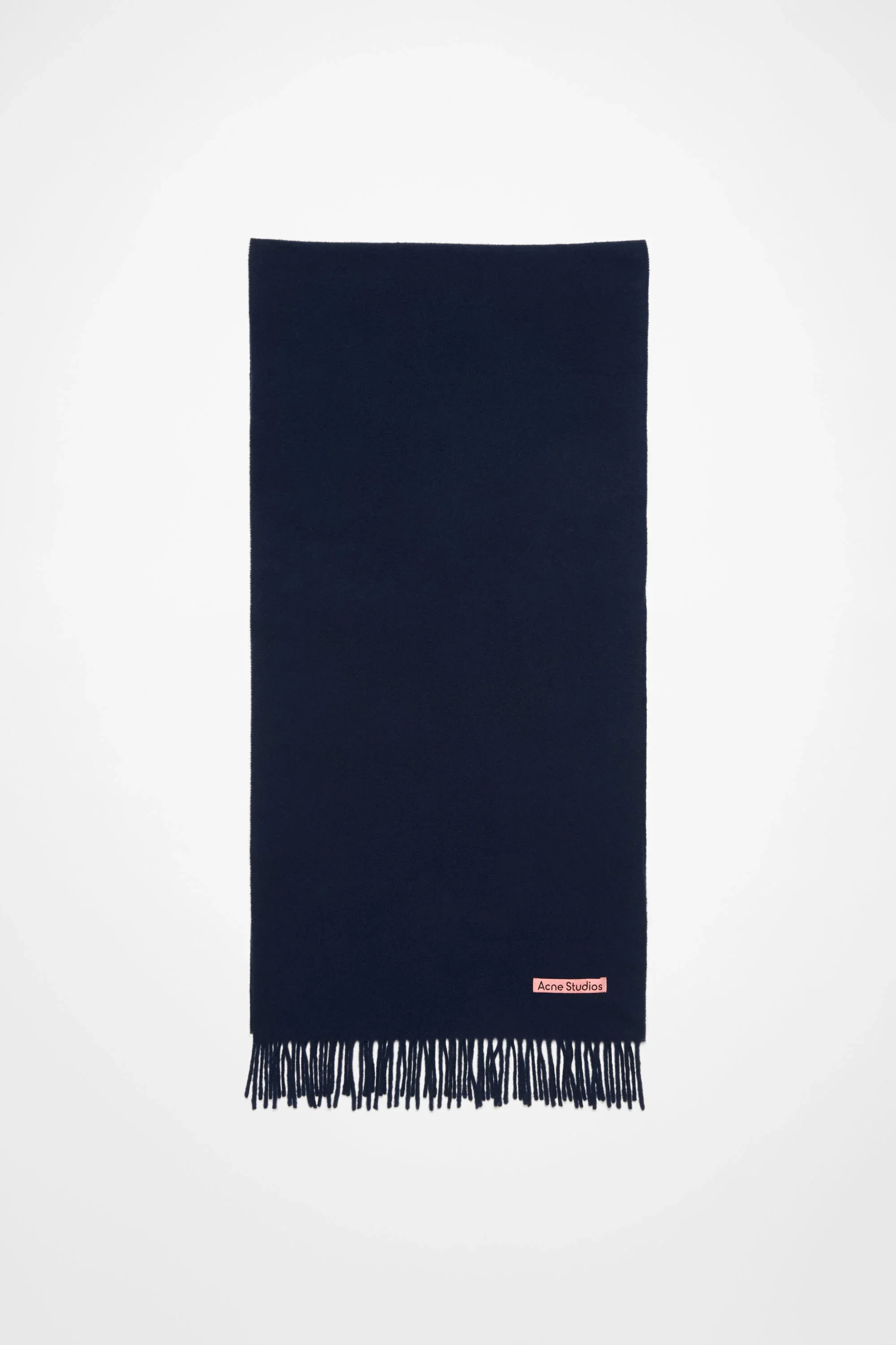 Fringe wool scarf – Narrow - Navy blue - 1