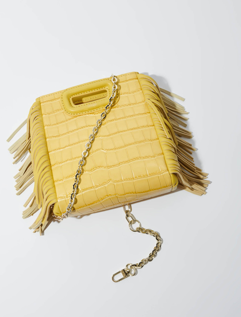 Mini embossed-leather M bag with chain 3
