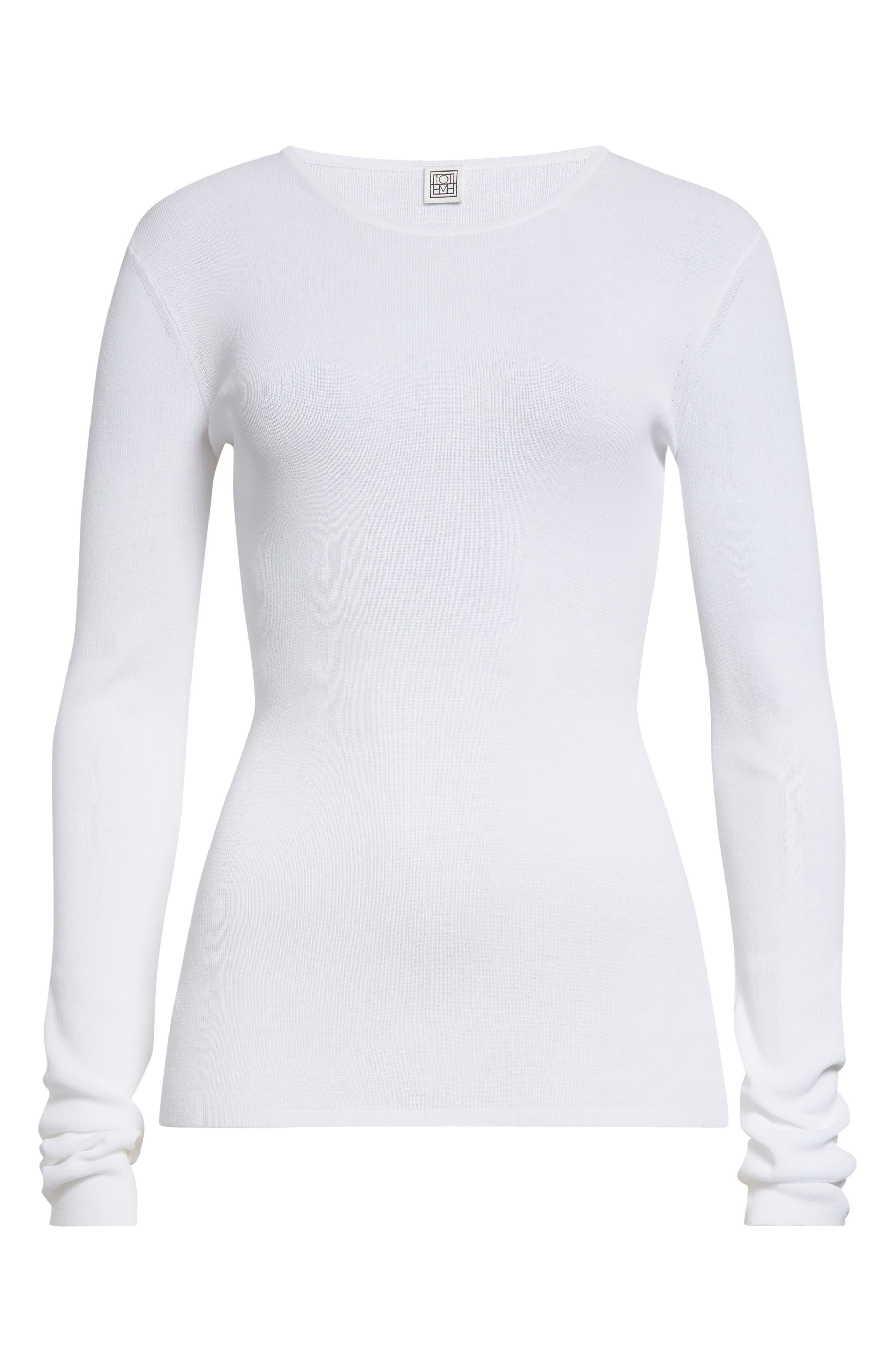 TOTEME Compact Organic Cotton Top in White at Nordstrom - 6