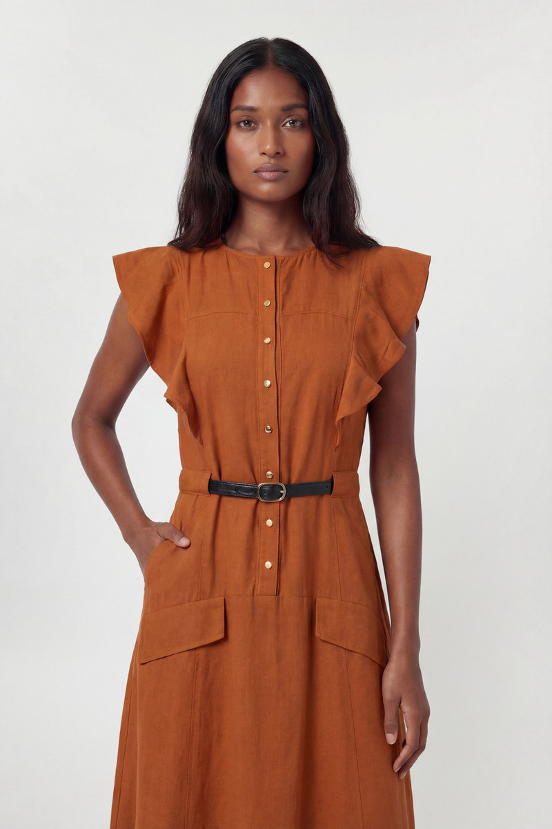 KAREN MILLEN Viscose Linen Woven Halter Neck Midi Dress outlook