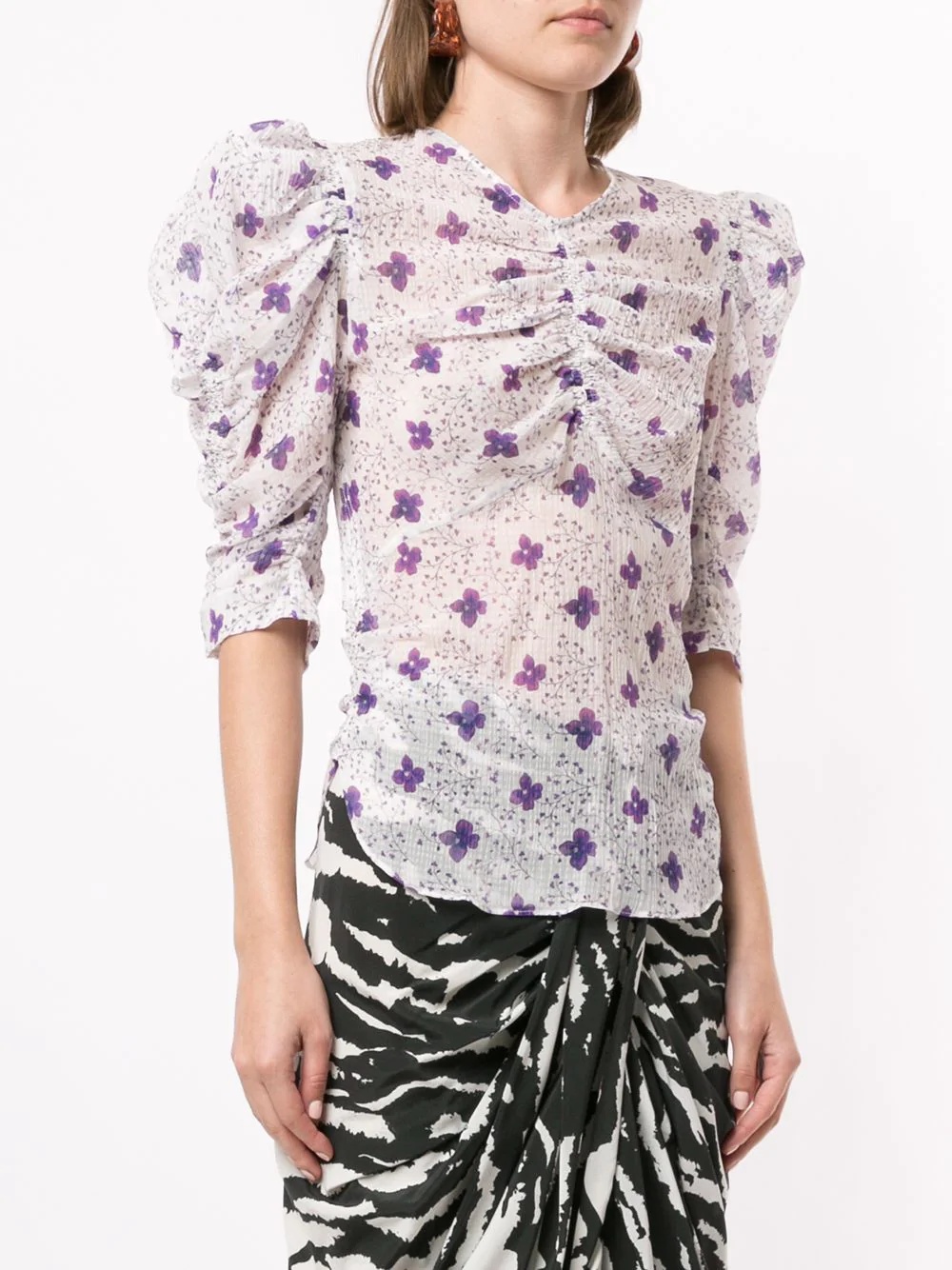 Eddie ruched floral-print blouse - 3