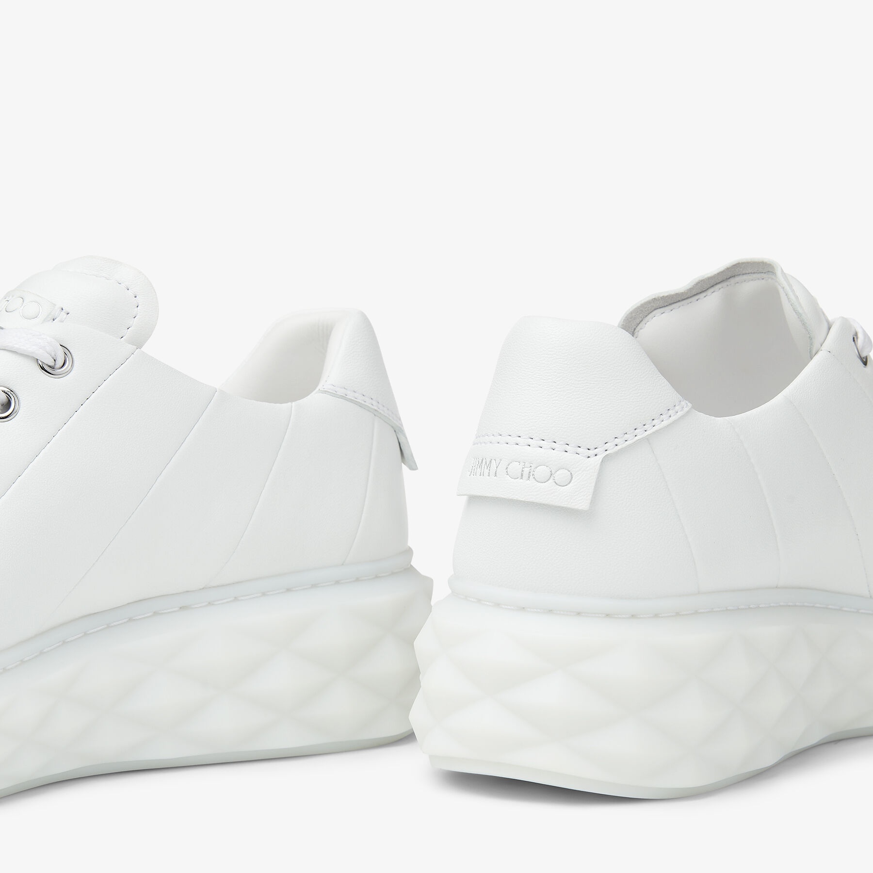 Diamond Light Maxi/F
White Nappa Leather Low-Top Trainers with Platform Sole - 3