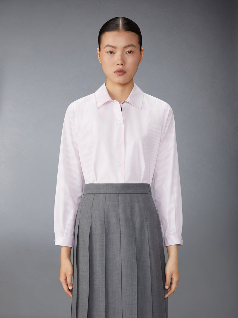 Thom Browne University Stripe Poplin Tucked Blouse outlook