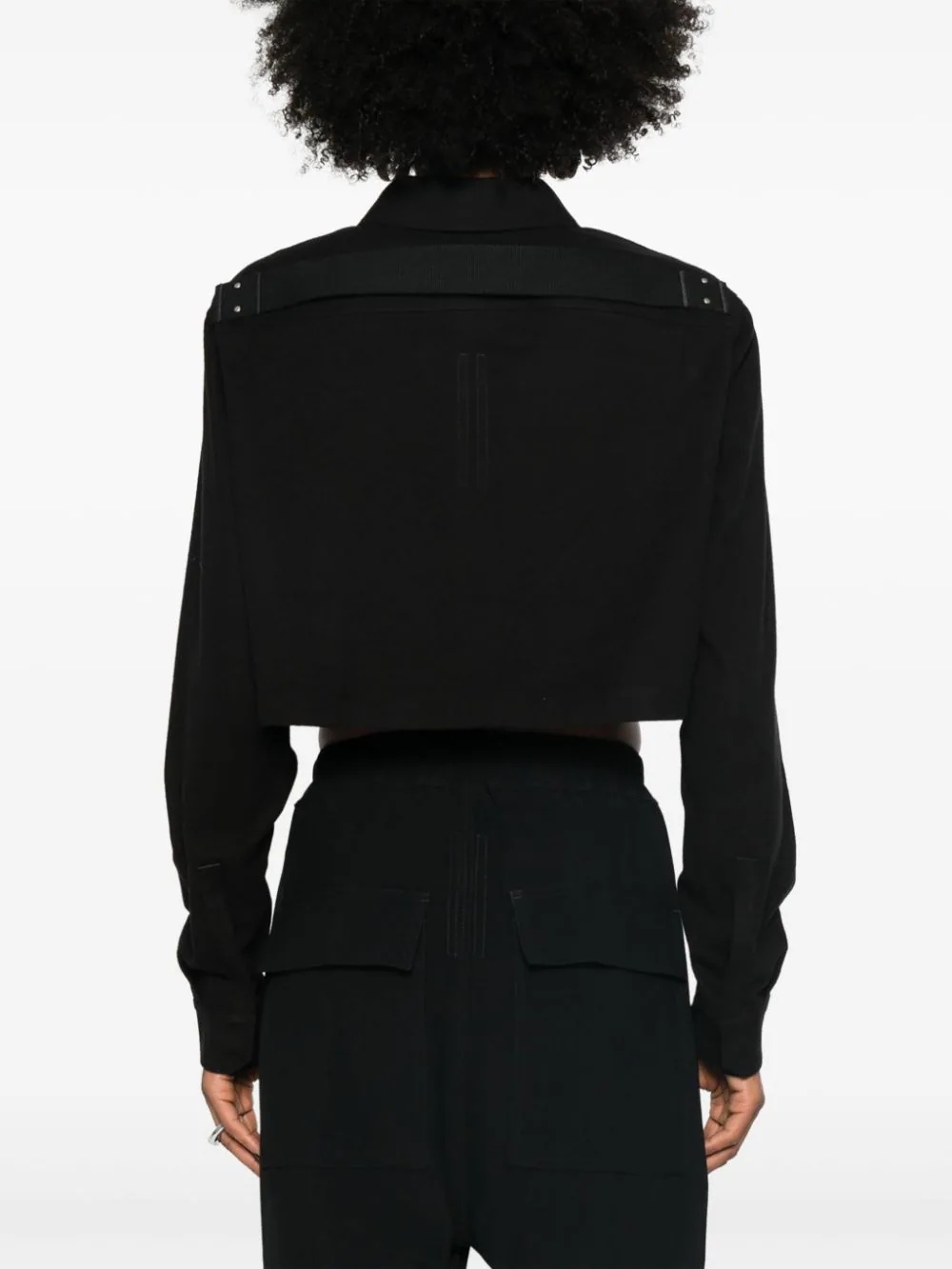 (正規店出品)RICK OWENS WOMEN RP02D3245 FL CROPPED OUTERSHIRT RICK OWENS WOMEN CROPPED OUTERSHIRT BLACK FW24 | 50%OFF SALE