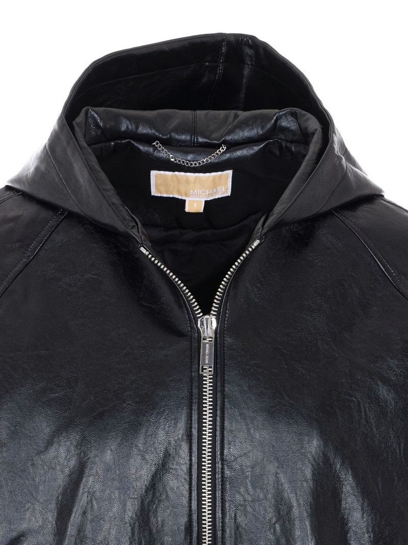 faux-leather hooded jacket 4