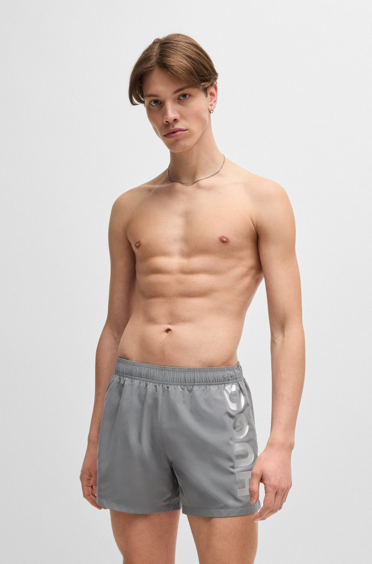 FULLY LINED SWIM SHORTS WITH VERTICAL LOGO - 2
