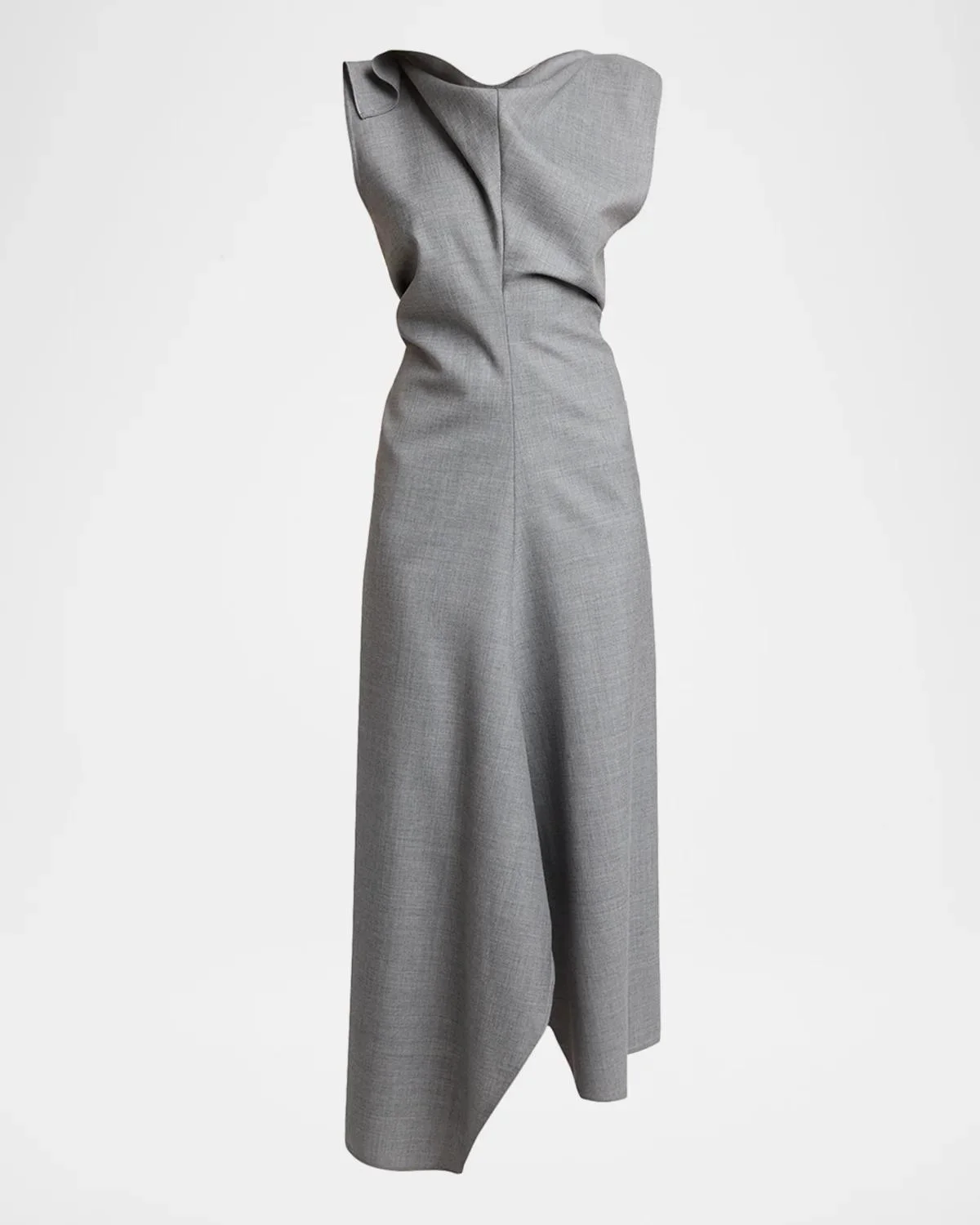 Draped Virgin Wool Midi Dress - 1