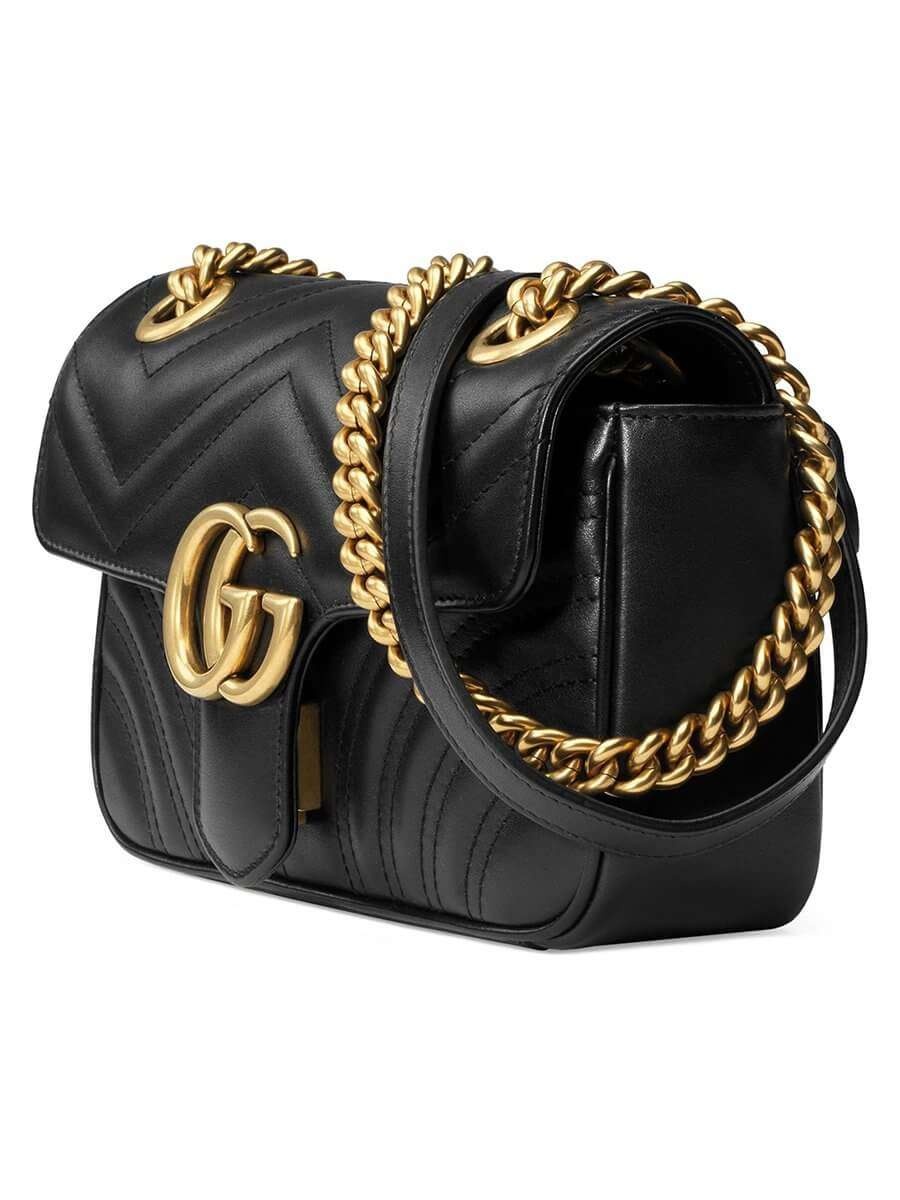 GG Marmont Mini Matelassé Black Leather Shoulder Bag - 3