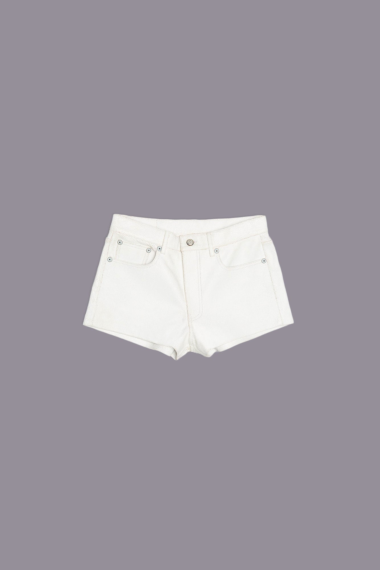 5-POCKET LEATHER SHORT - CRACKLE WHITE - R13 - 4