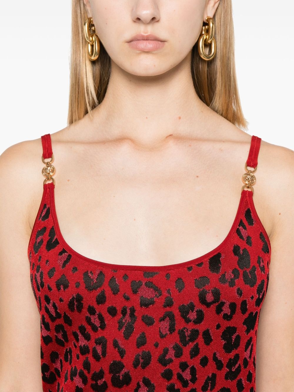 animalier-jacquard lurex-detail midi dress - 5