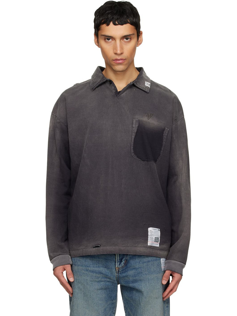 Black Sun Faded Long Sleeve Polo 1