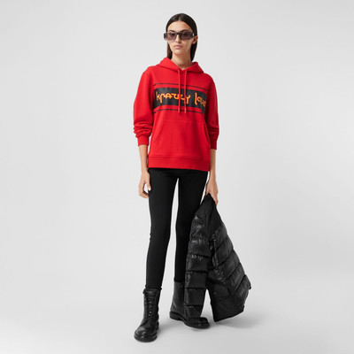 Burberry Slogan Print Cotton Oversized Hoodie outlook