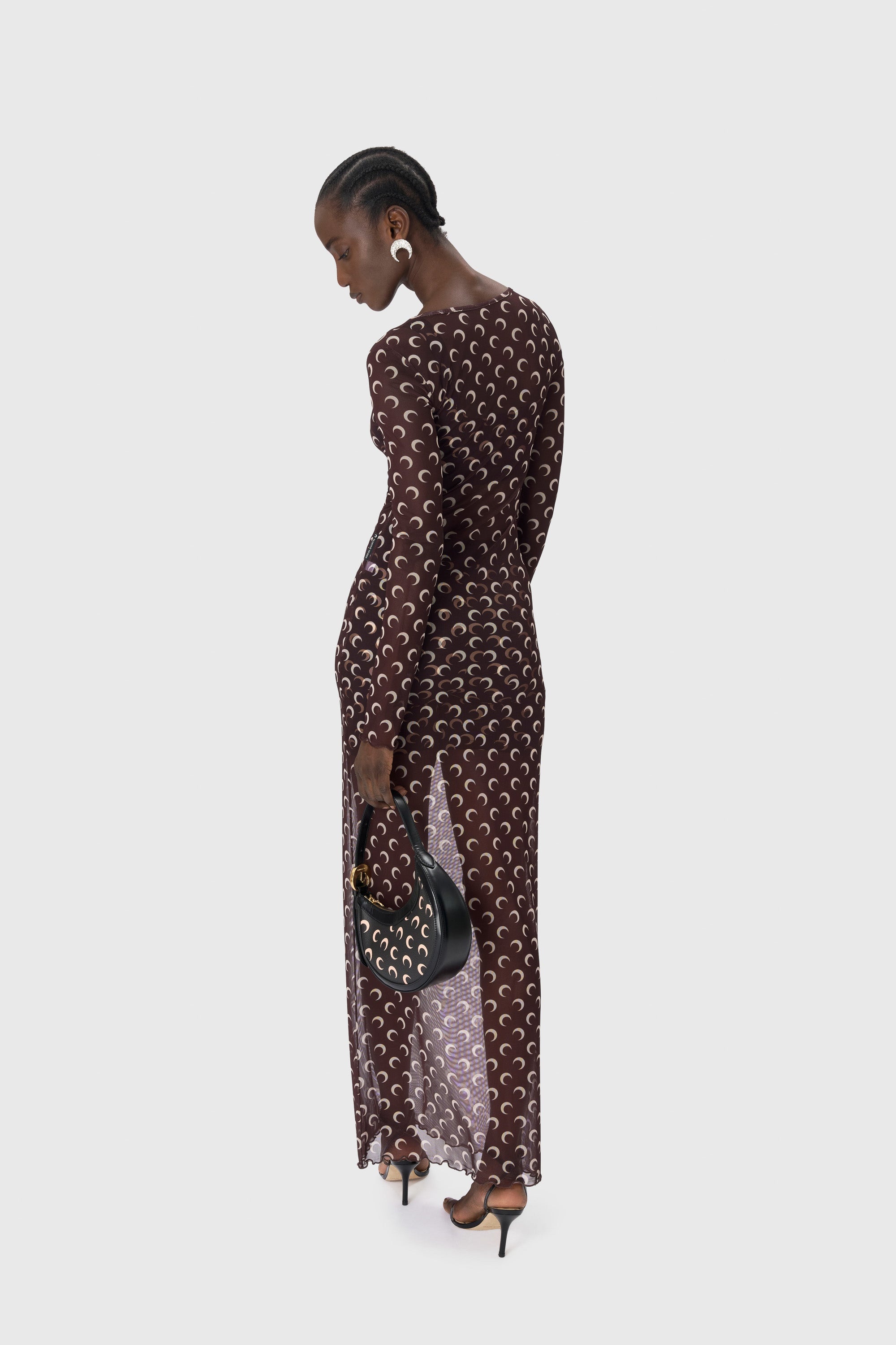 Moon Printed Mesh Panelled Dress - 5
