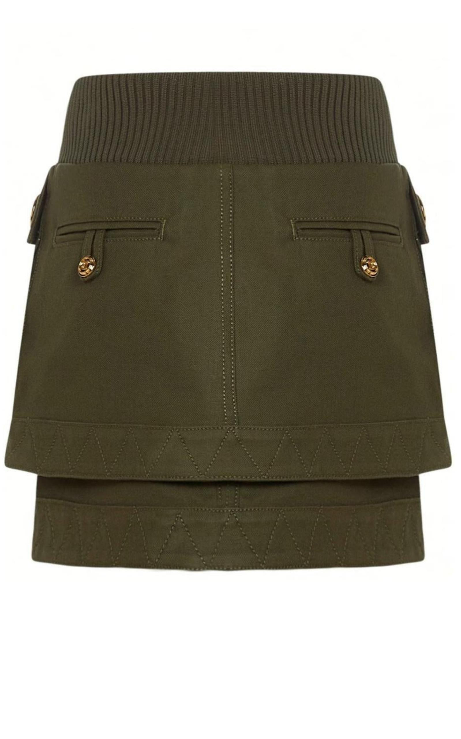 Patch-pockets Mini Denim Skirt - 4