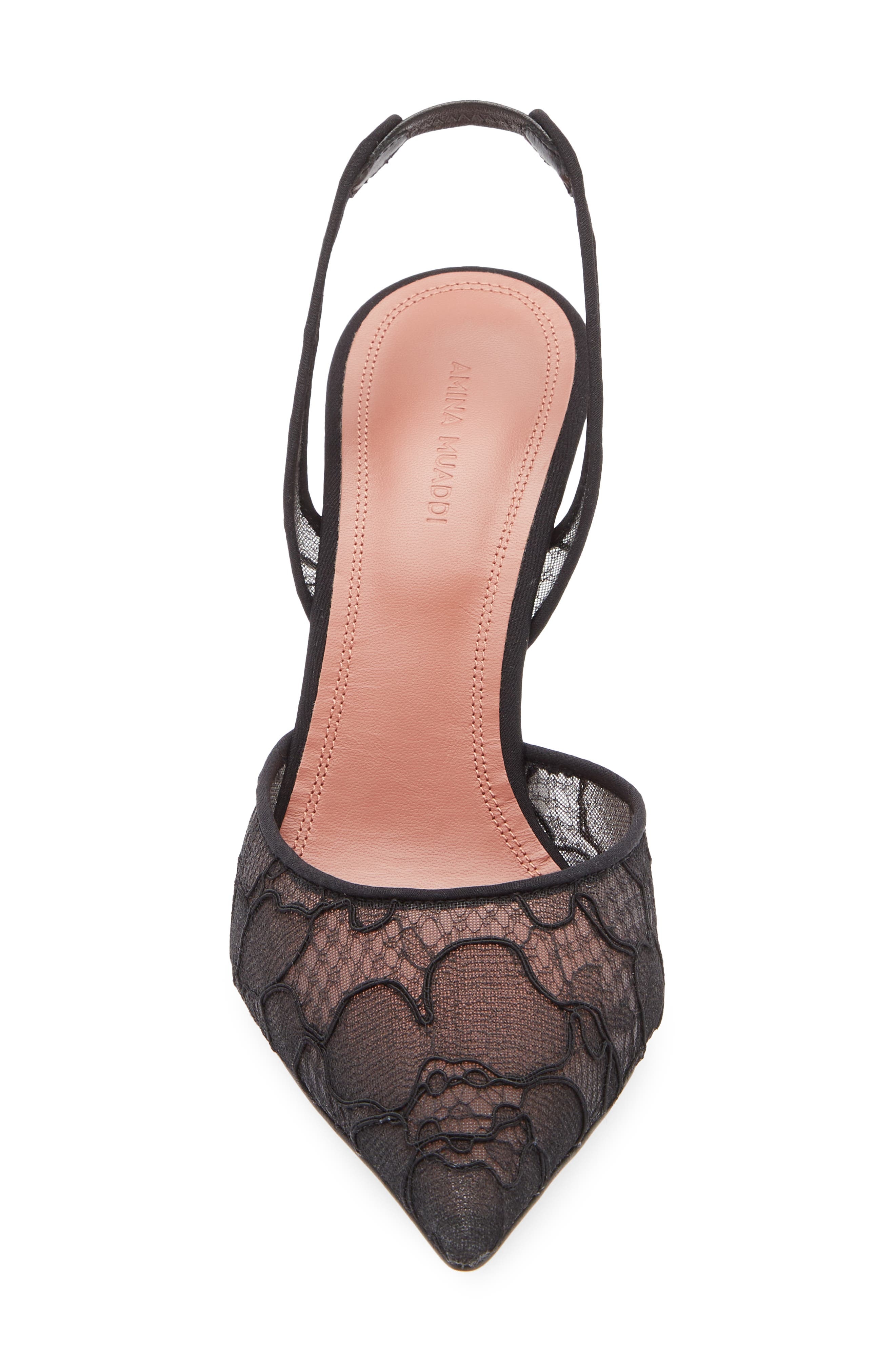 Amina Muaddi Holli Lace Slingback Pump in Lace Black at Nordstrom - 4