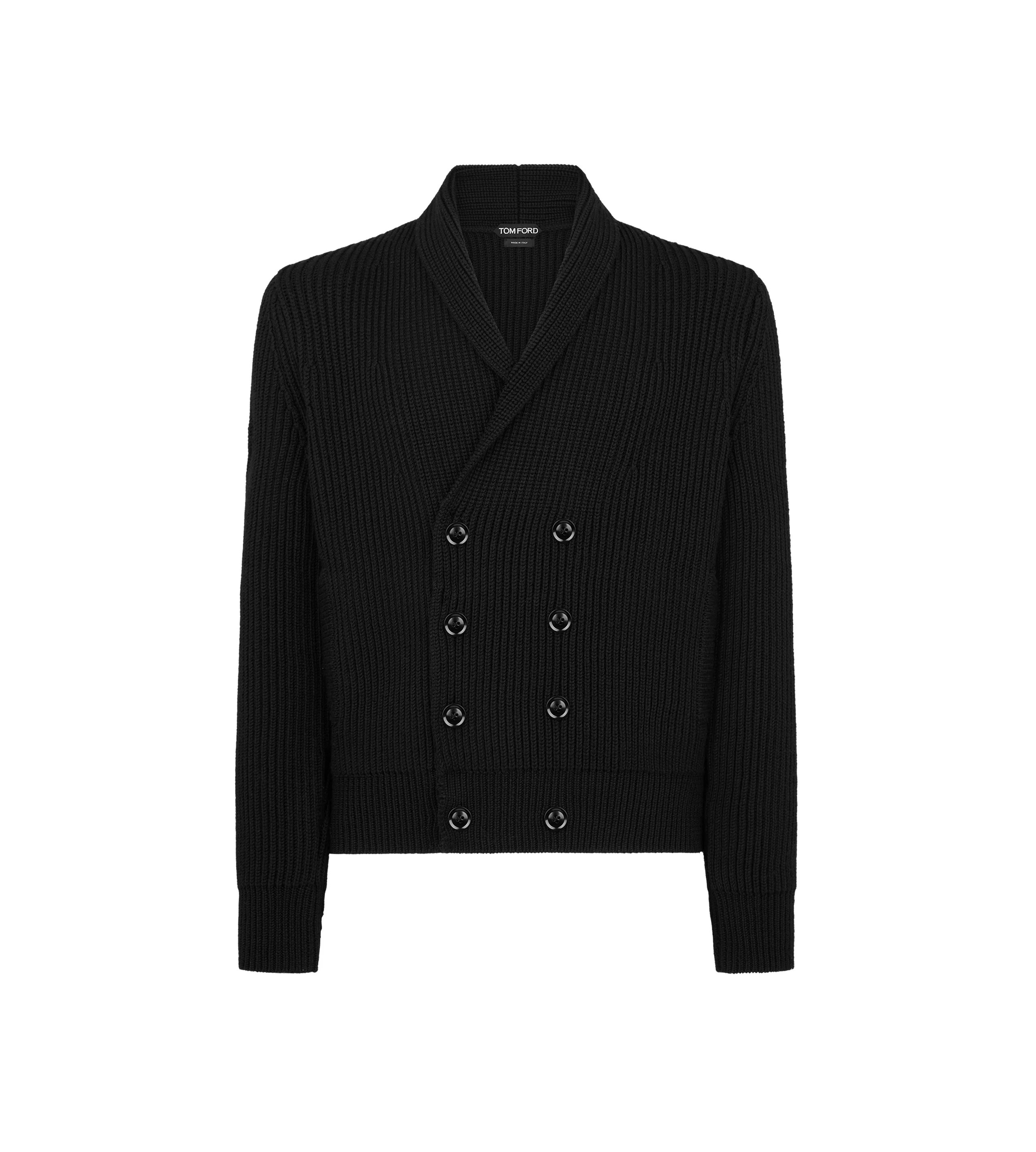 WOOL SILK SHAWL COLLAR CARDIGAN - 1