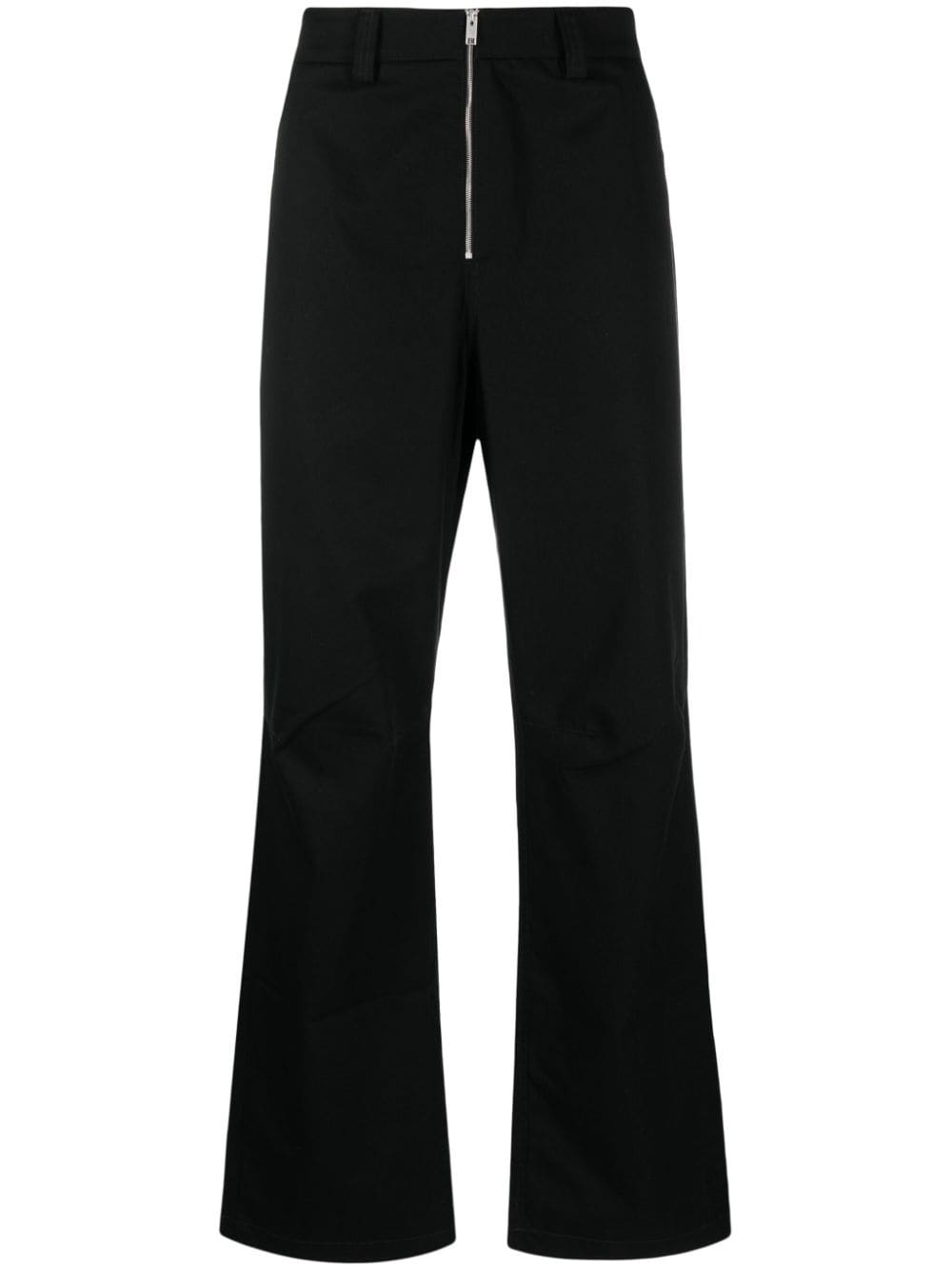 zip-up cotton loose-fit trousers - 1