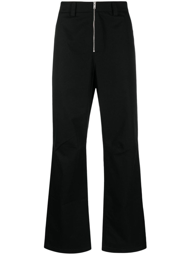 zip-up cotton loose-fit trousers 1
