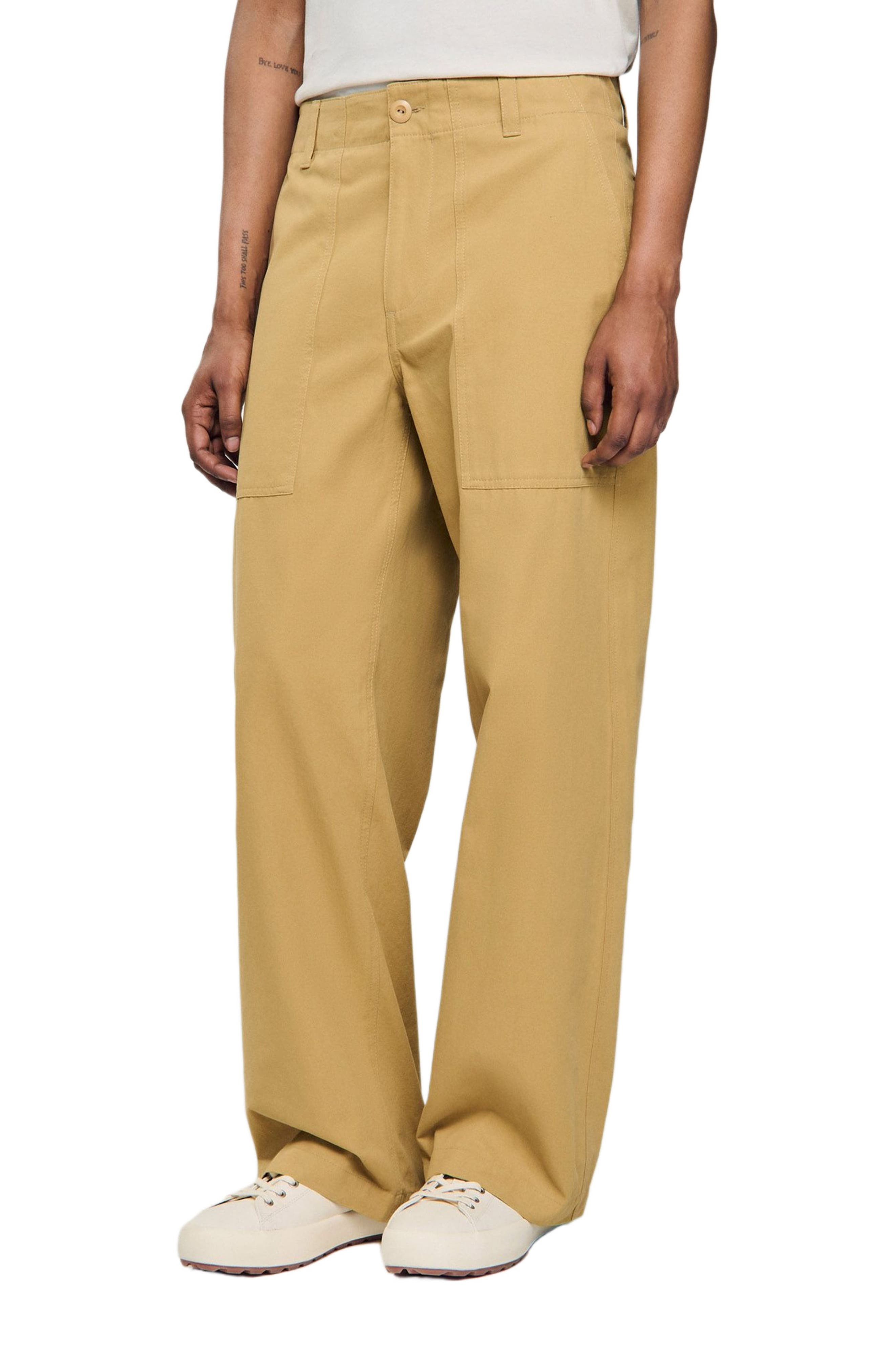 SANDRO Wide-leg cotton trousers in Ocher Yellow at Nordstrom - 3