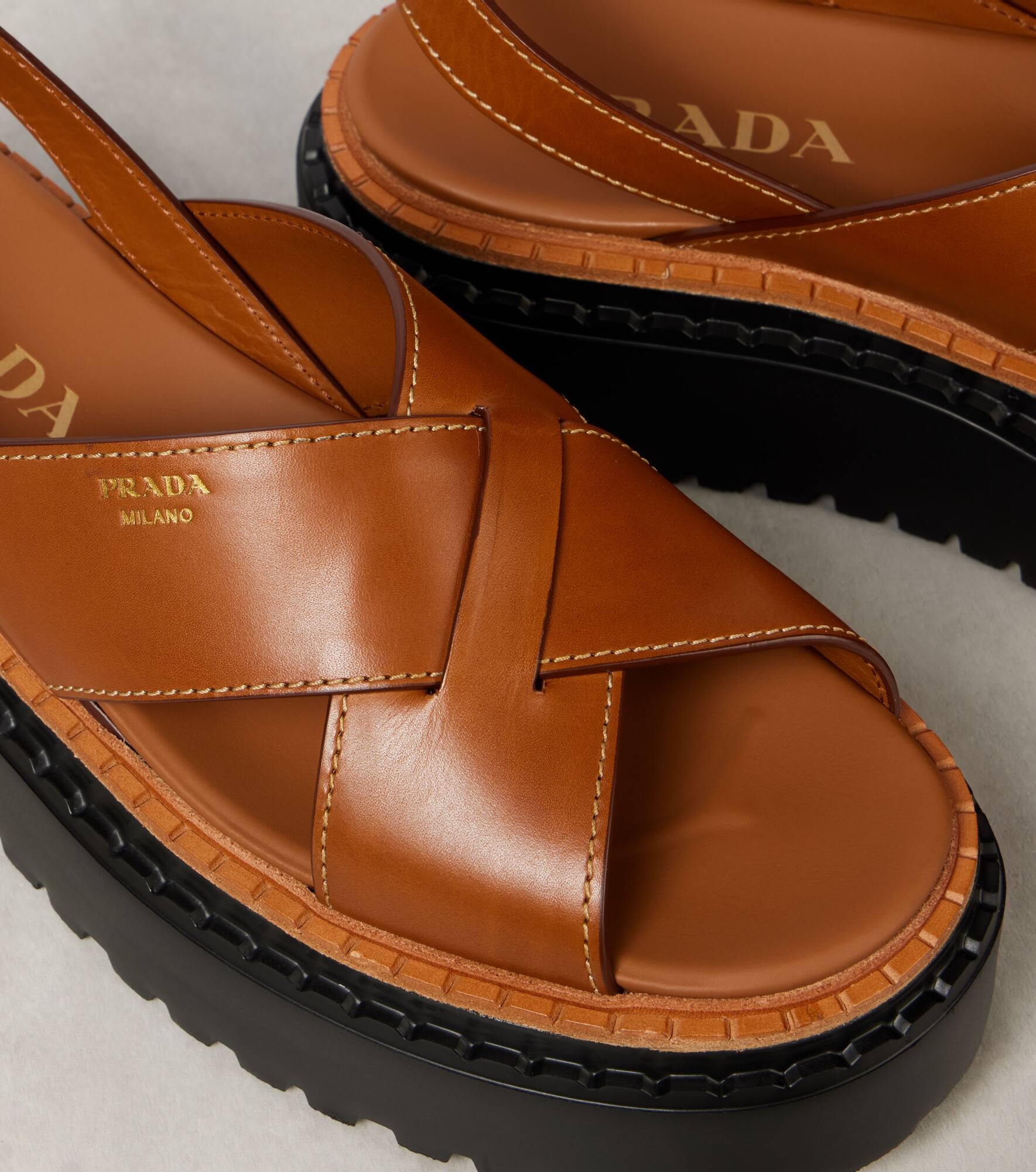 Leather platform sandals - 5