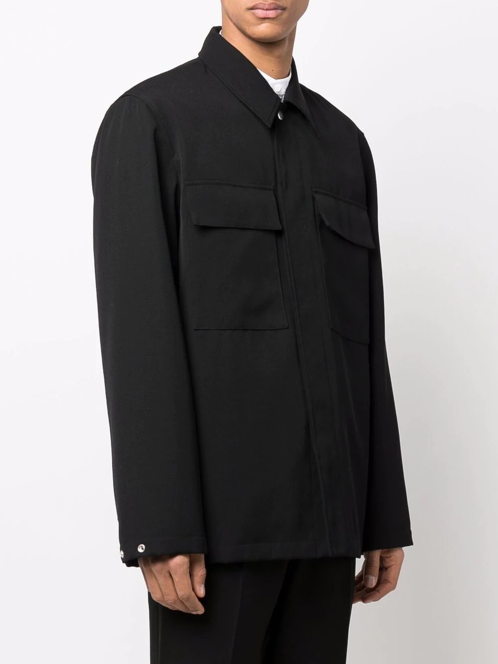 long-sleeve button-fastening jacket - 3