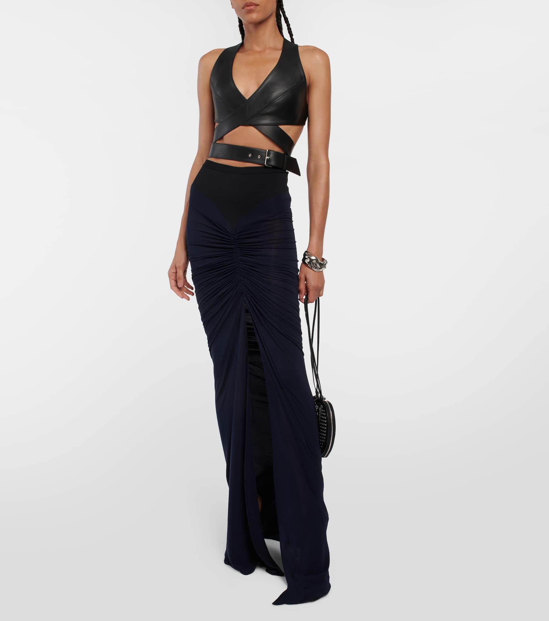 Draped stretch jersey maxi skirt - 2
