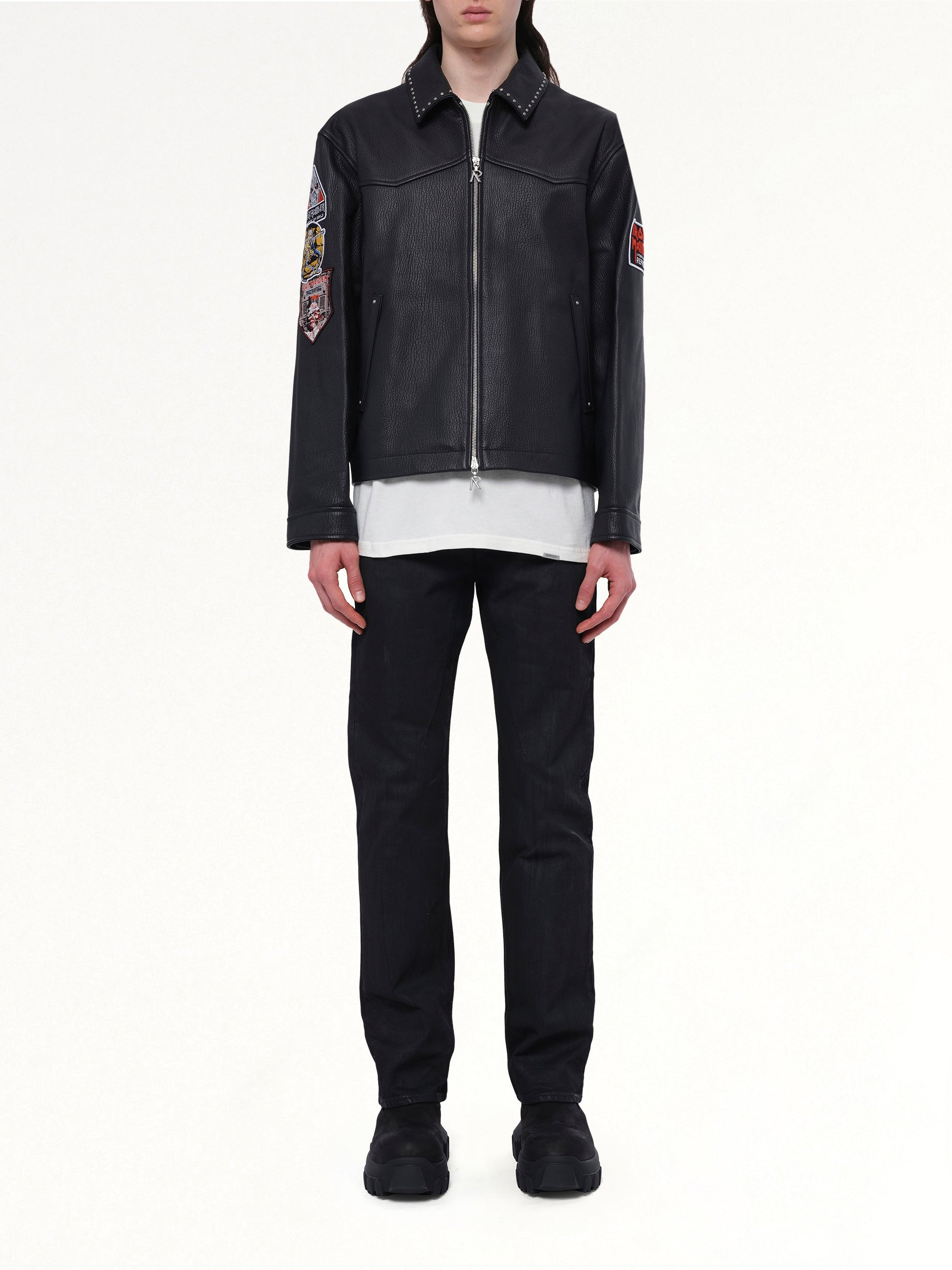 Iron Maiden Trooper Leather Jacket in Jet Black - 7