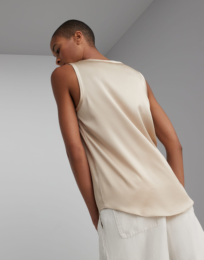 Brunello Cucinelli Stretch silk satin reversible top outlook