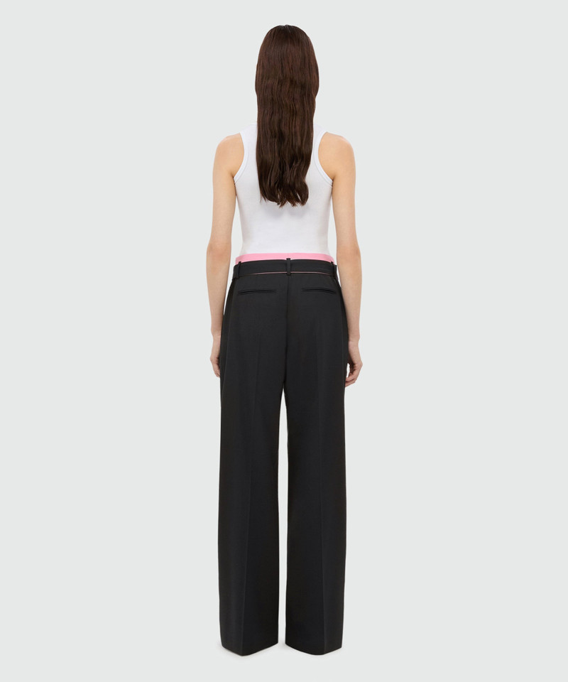 Black palazzo trousers in cool wool with a two-tone belt 3