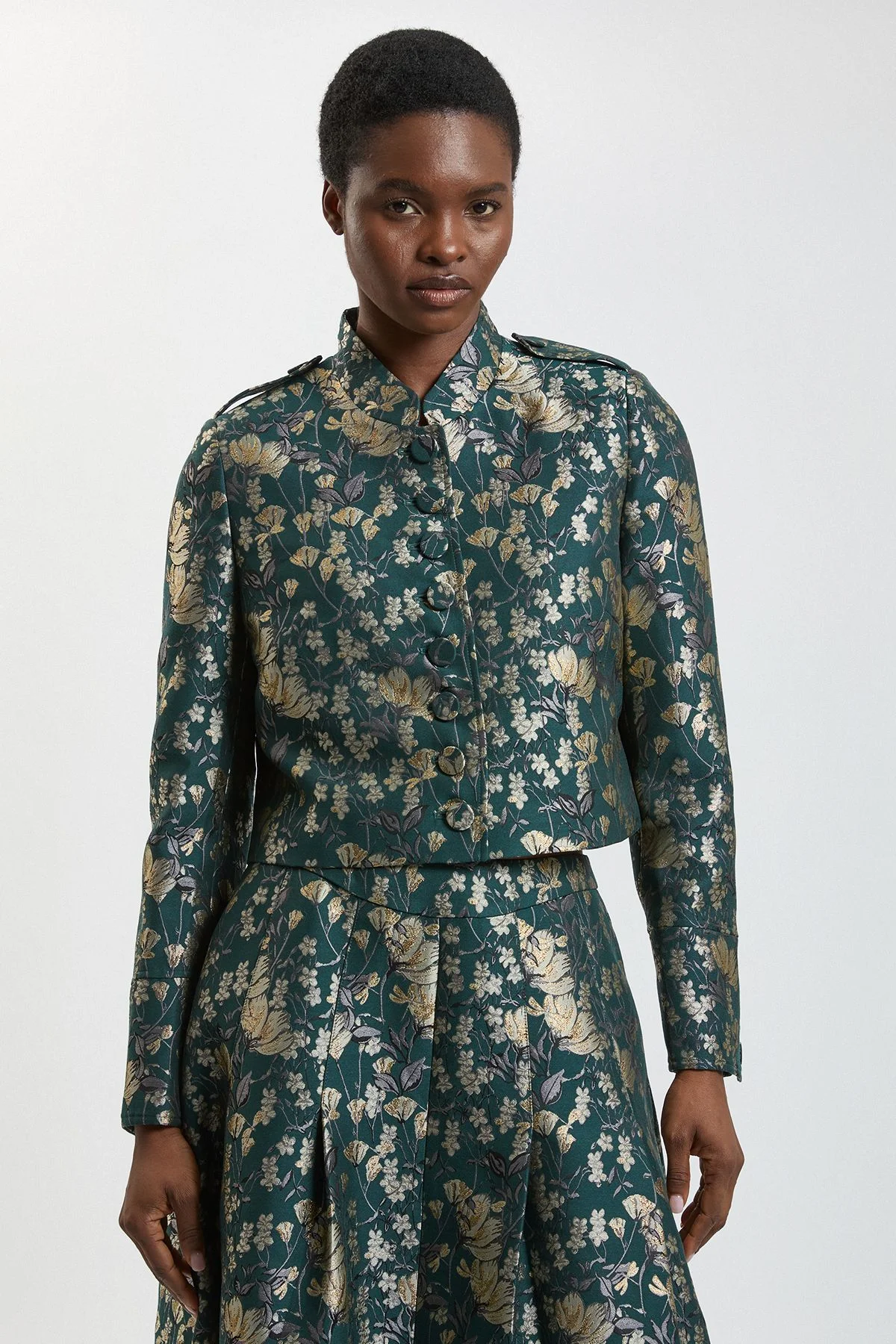 Jacquard Button Tailored Jacket - 1