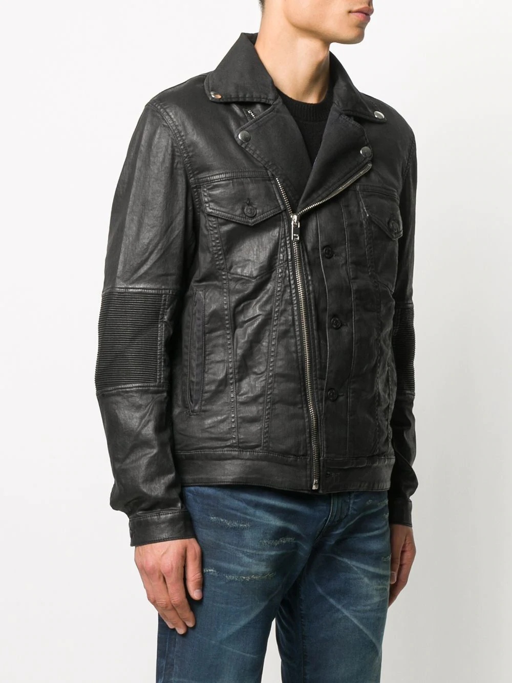 zip-up faux leather jacket - 3