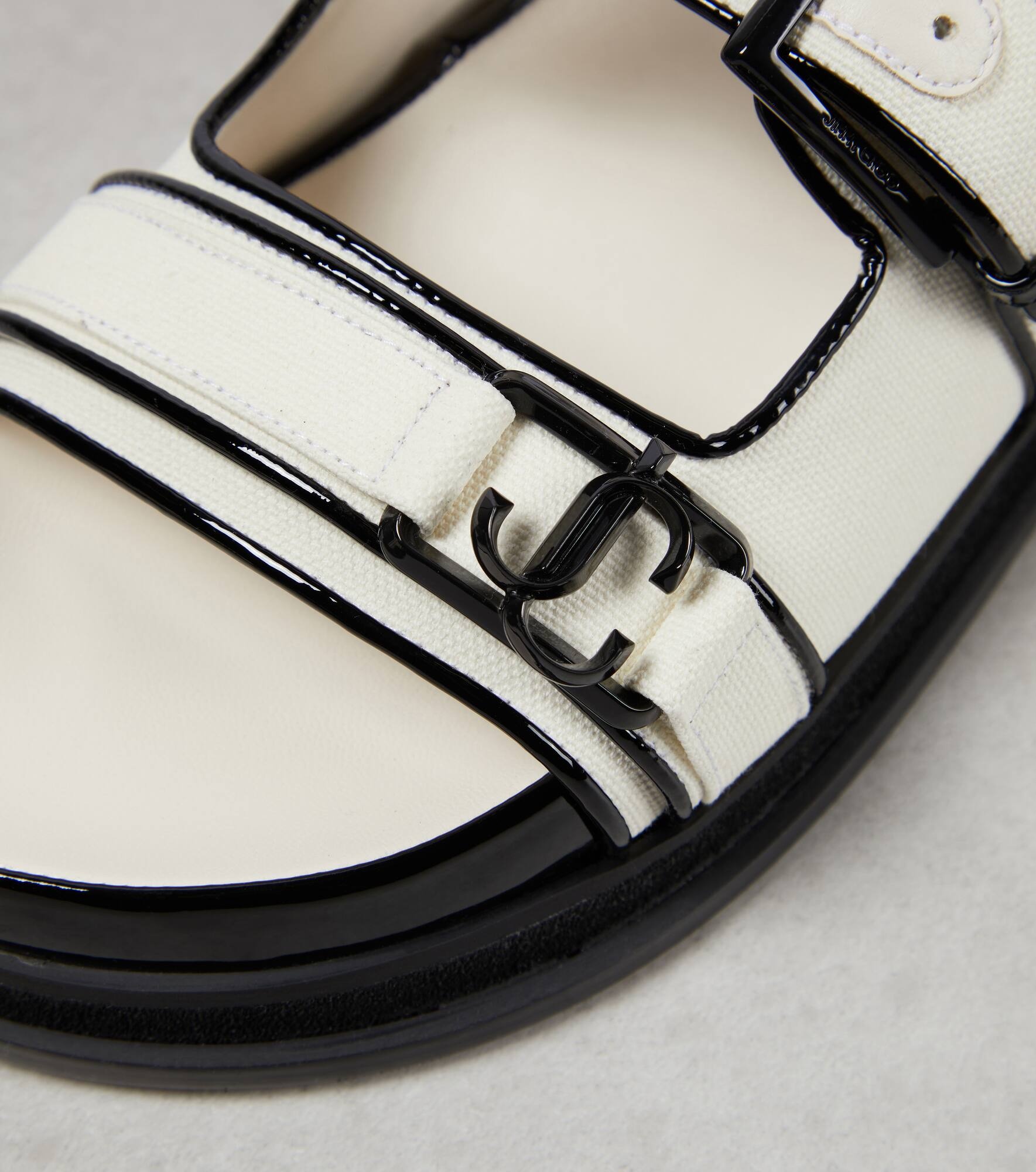 Elyn leather-trimmed linen sandals - 6