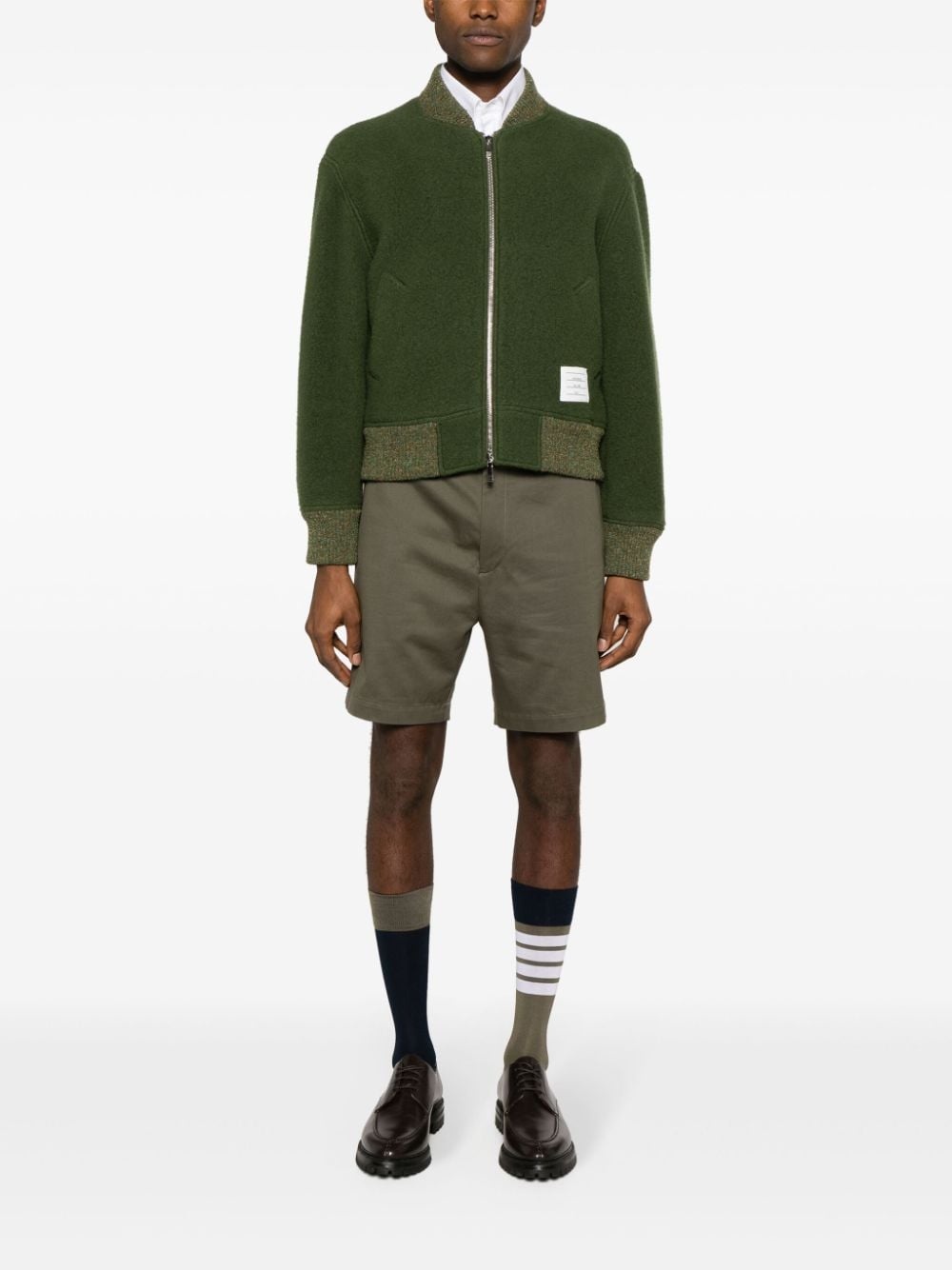 speckled-trim wool bomber jacket - 2
