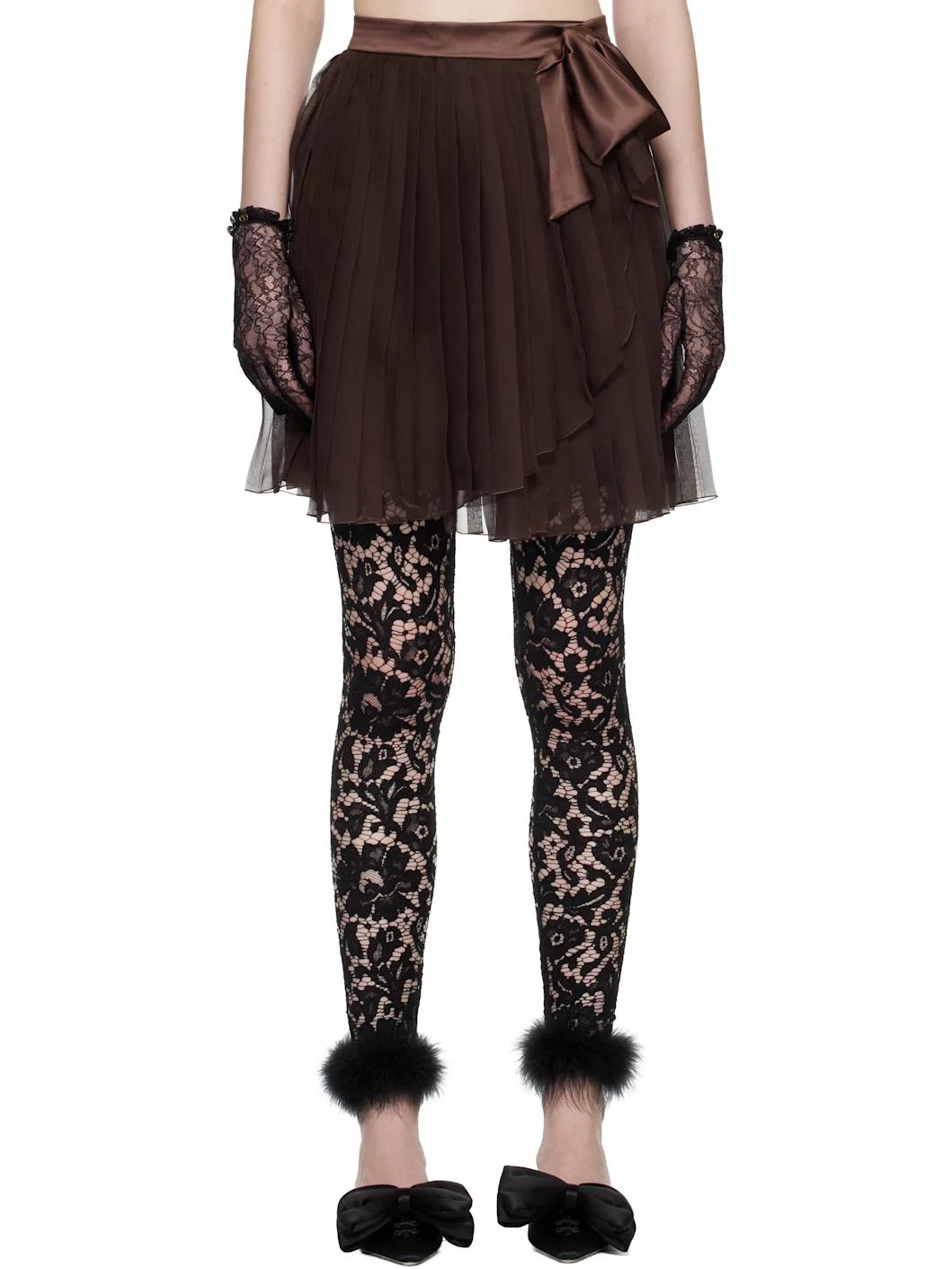 Brown Pleated Midi Skirt - 1