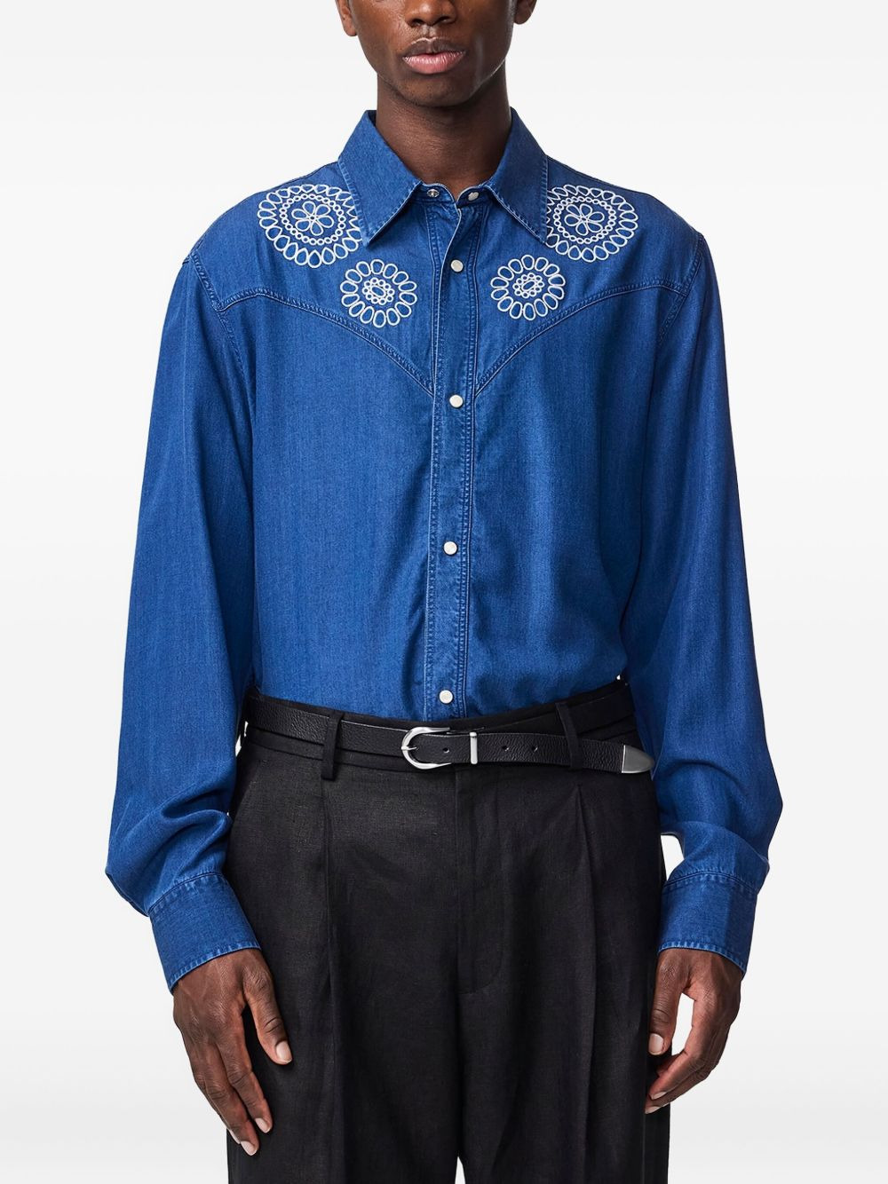 embroidered denim shirt - 4