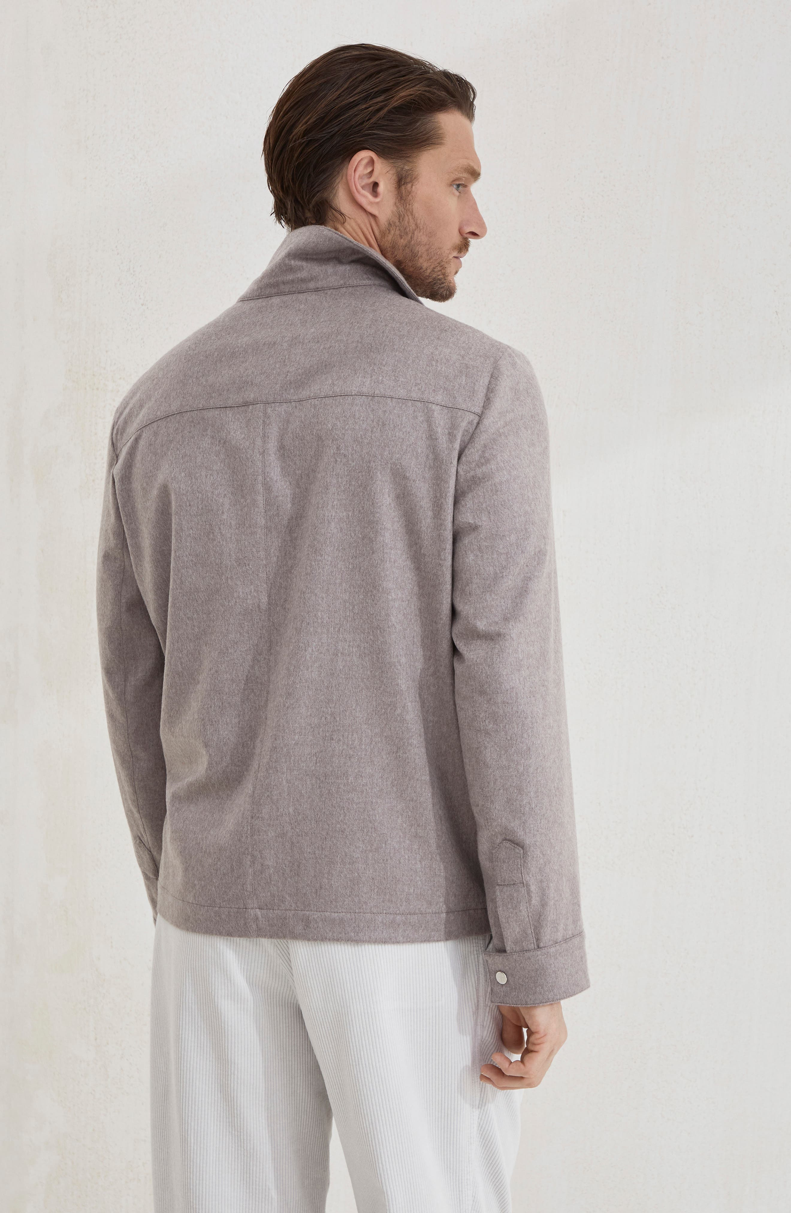 Brunello Cucinelli Shirt-style outerwear jacket in Bark at Nordstrom - 3